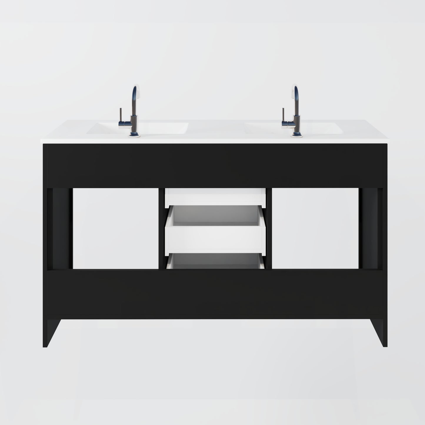 Pacific Double Sink 60" Bathroom Vanity with Ceramic integrated counter top