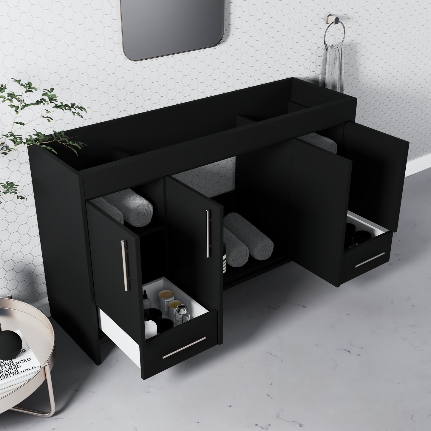Pacific 60" Double Sink Bathroom Vanity Cabinet Only