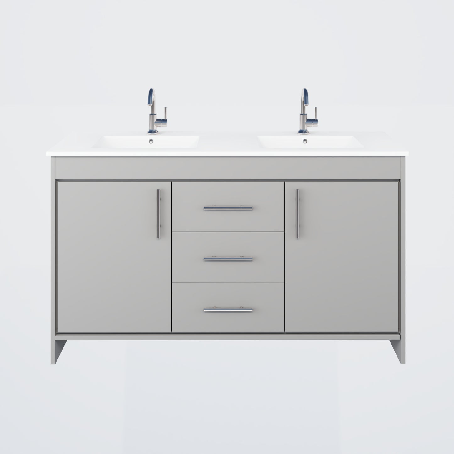 Pacific Double Sink 60" Bathroom Vanity with Ceramic integrated counter top