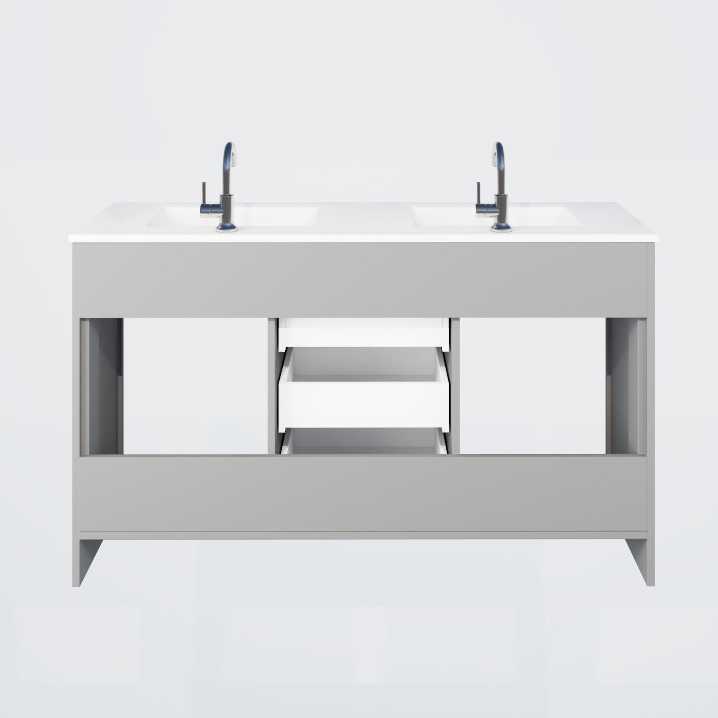 Pacific Double Sink 60" Bathroom Vanity with Ceramic integrated counter top