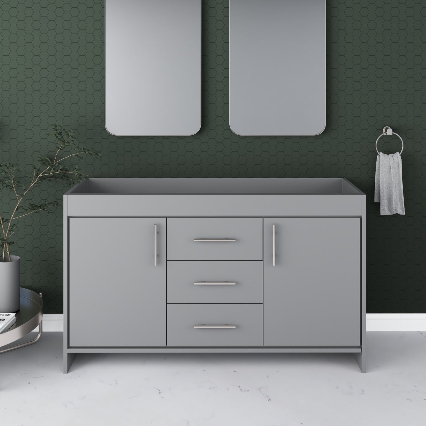 Pacific 60" Double Sink Bathroom Vanity Cabinet Only