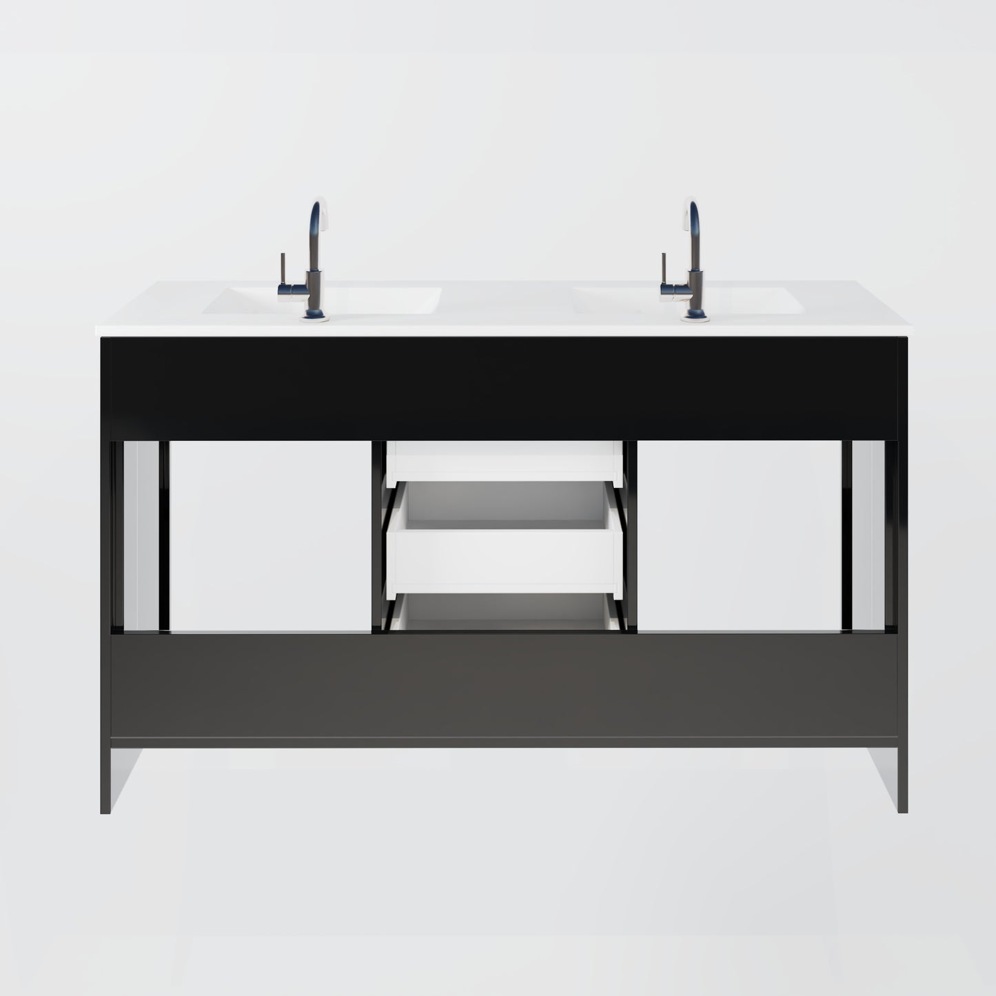 Pacific Double Sink 60" Bathroom Vanity with Ceramic integrated counter top