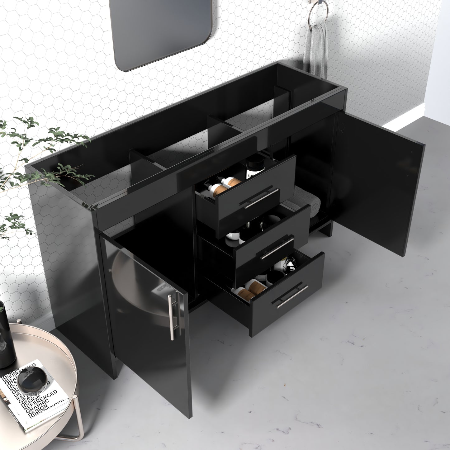 Pacific 60" Double Sink Bathroom Vanity Cabinet Only
