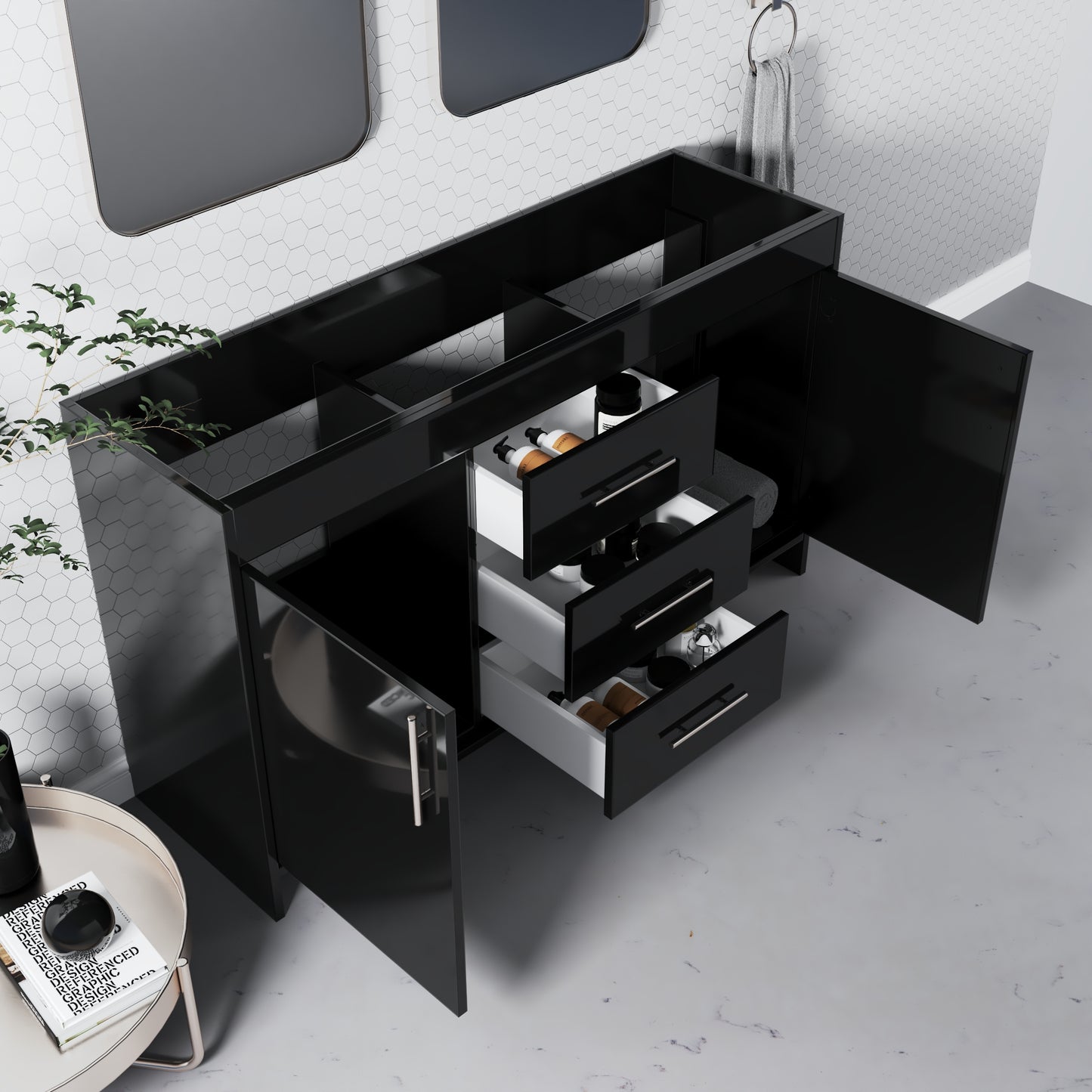 Pacific 60" Double Sink Bathroom Vanity Cabinet Only