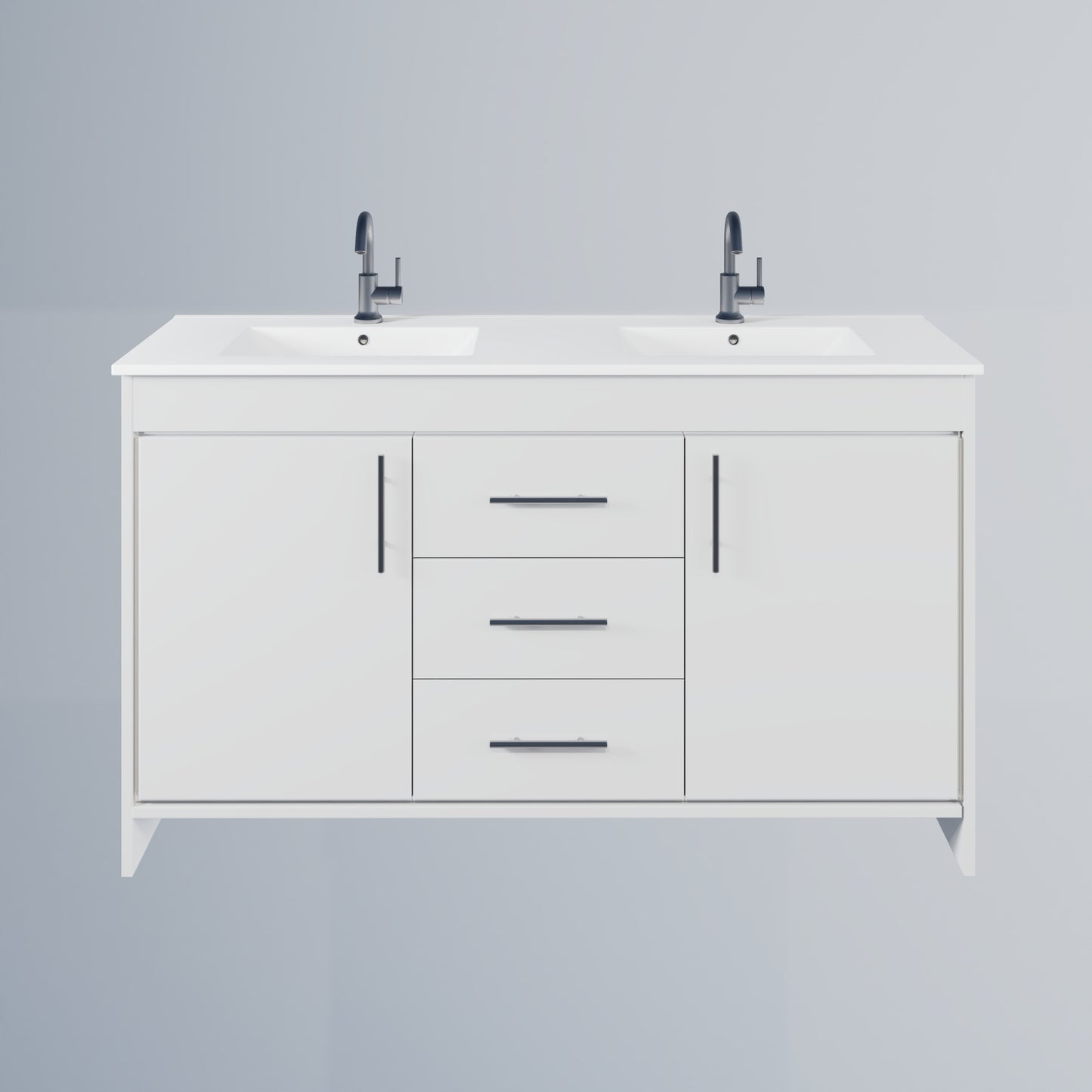 Pacific Double Sink 60" Bathroom Vanity with Ceramic integrated counter top