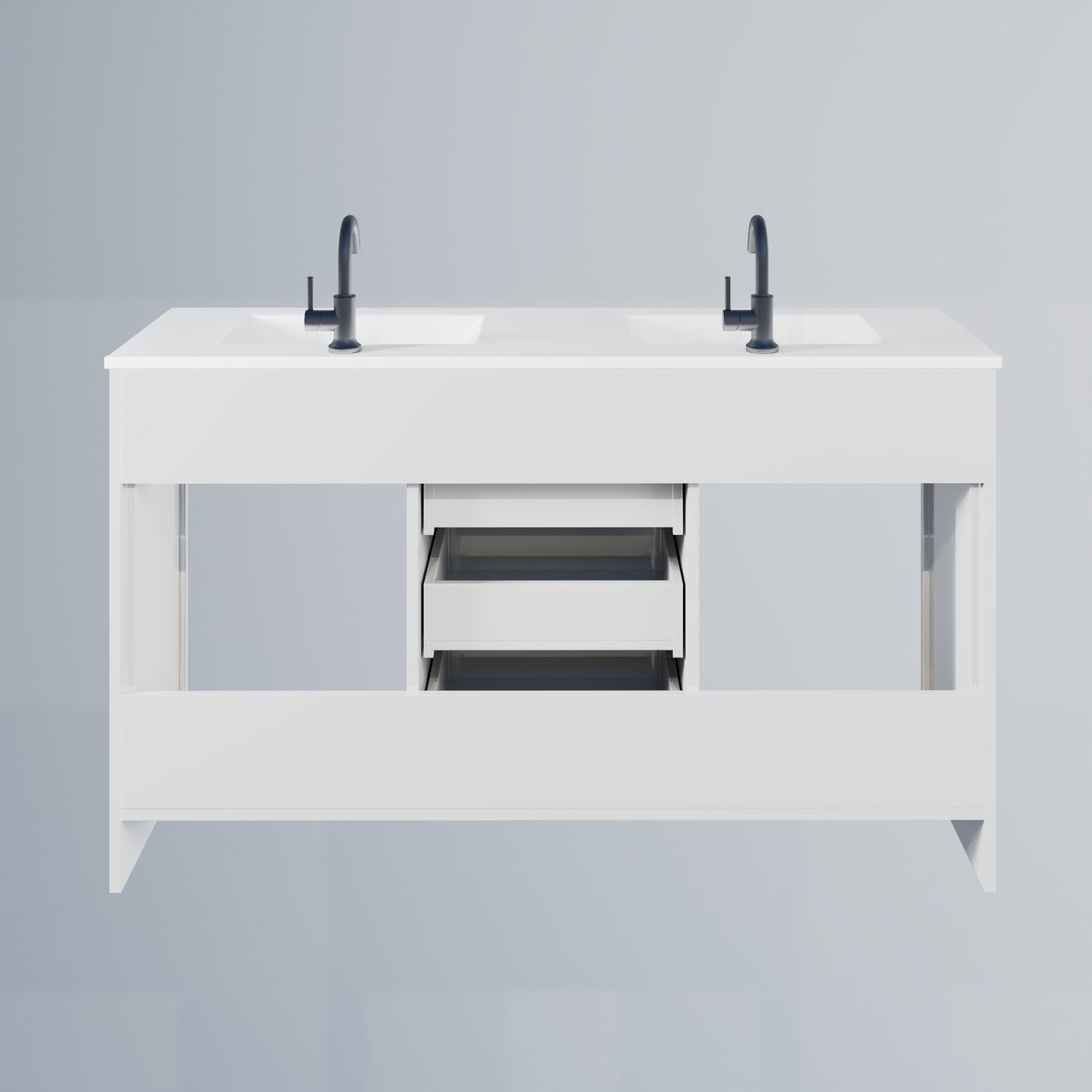 Pacific Double Sink 60" Bathroom Vanity with Ceramic integrated counter top