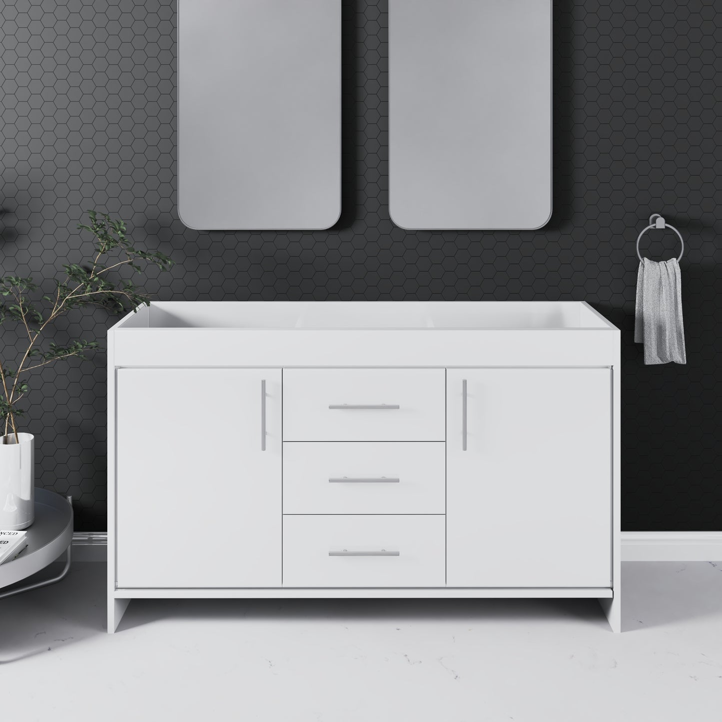 Pacific 60" Double Sink Bathroom Vanity Cabinet Only