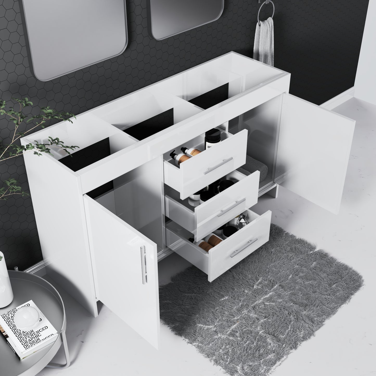 Pacific 60" Double Sink Bathroom Vanity Cabinet Only
