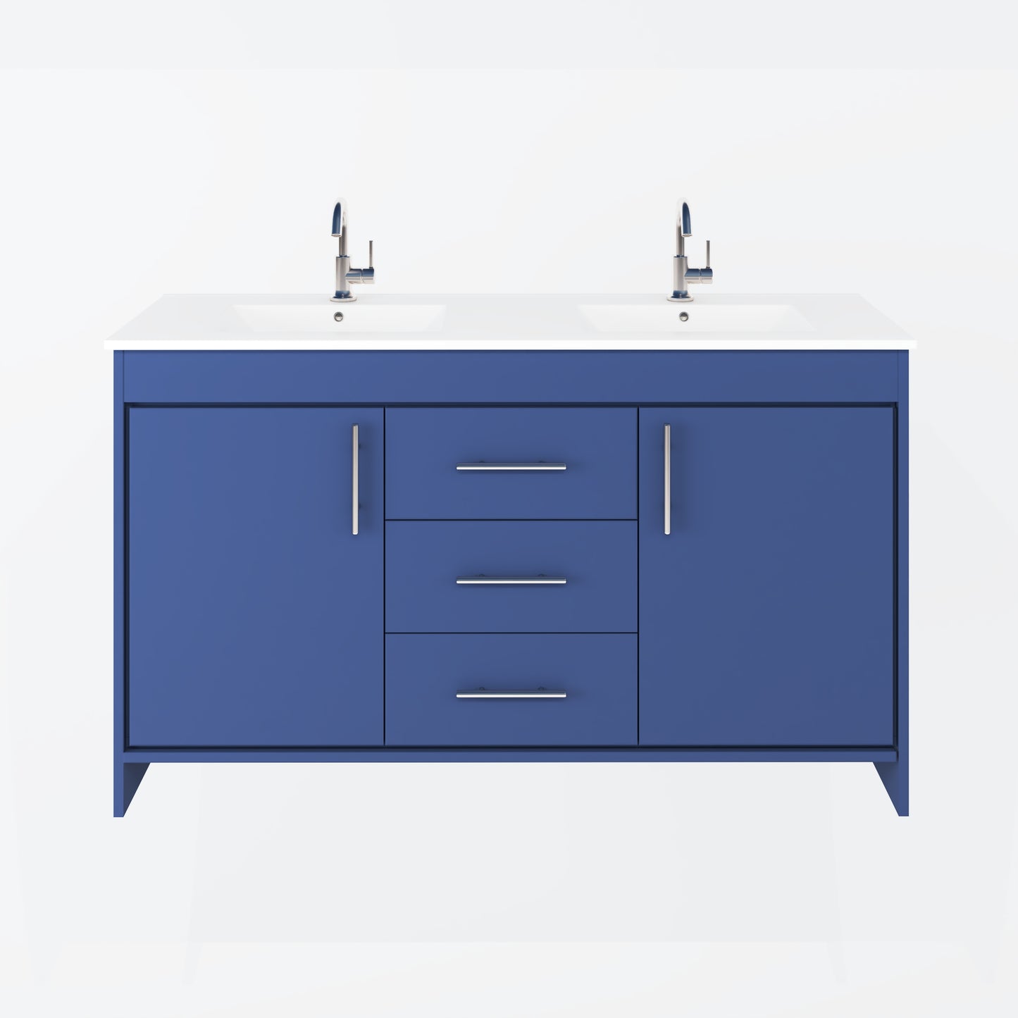 Pacific Double Sink 60" Bathroom Vanity with Ceramic integrated counter top