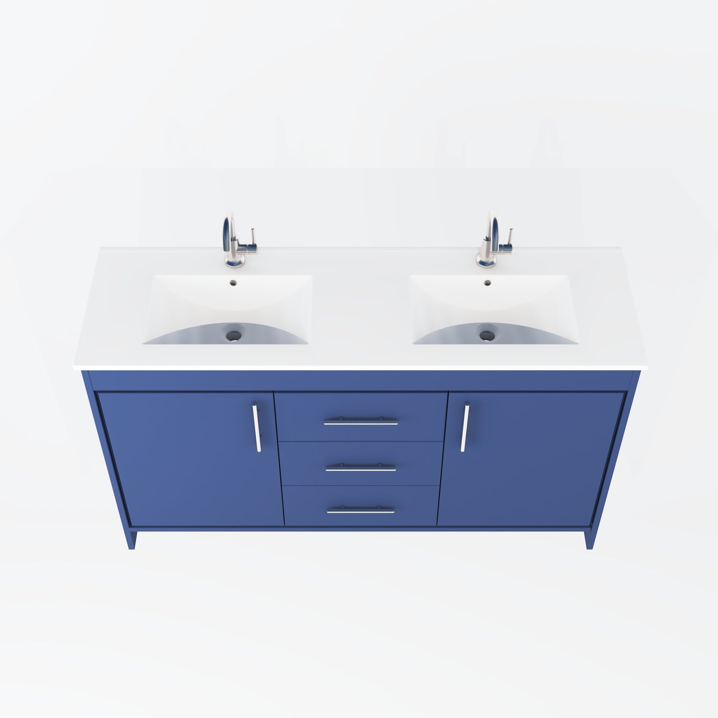 Pacific Double Sink 60" Bathroom Vanity with Ceramic integrated counter top
