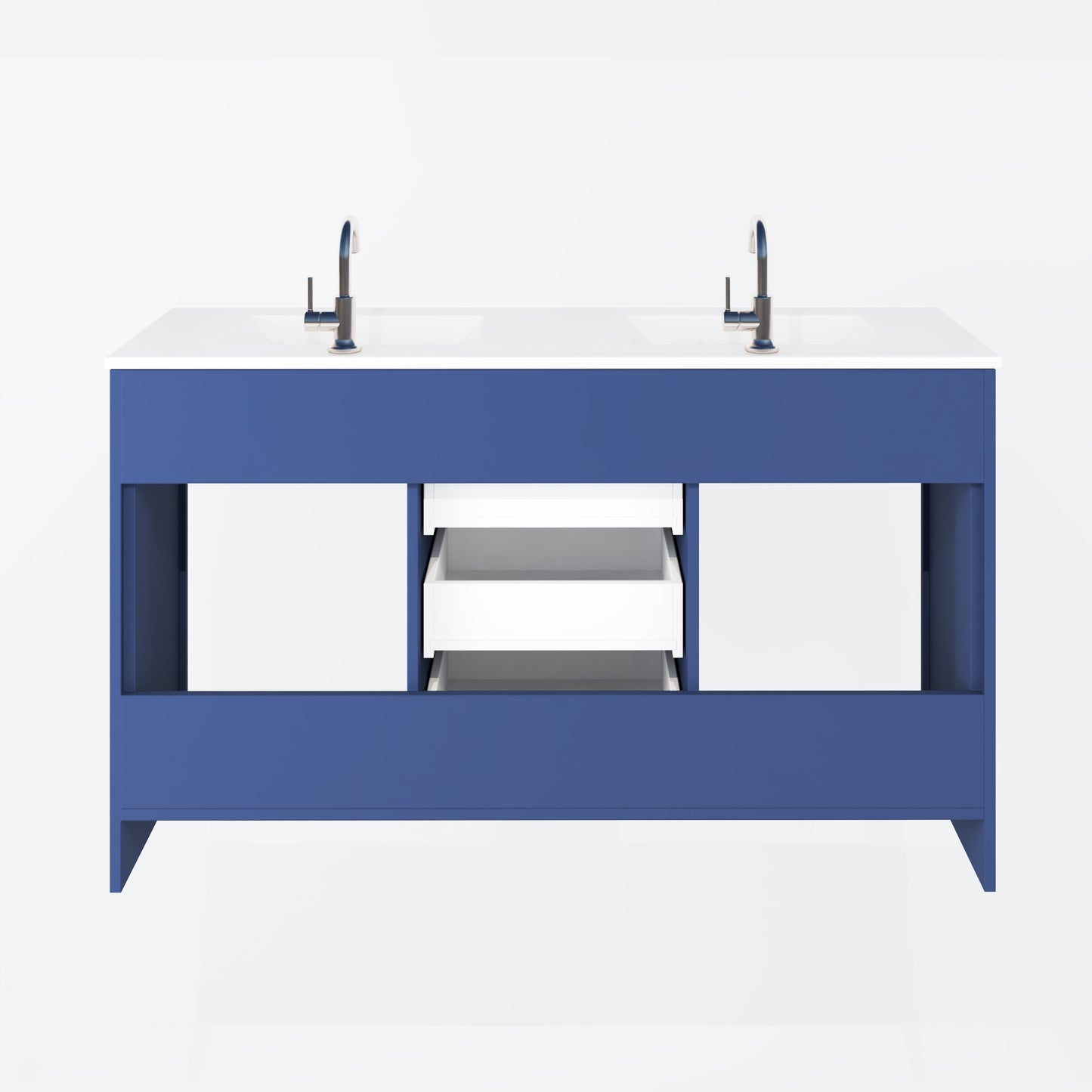 Pacific Double Sink 60" Bathroom Vanity with Ceramic integrated counter top