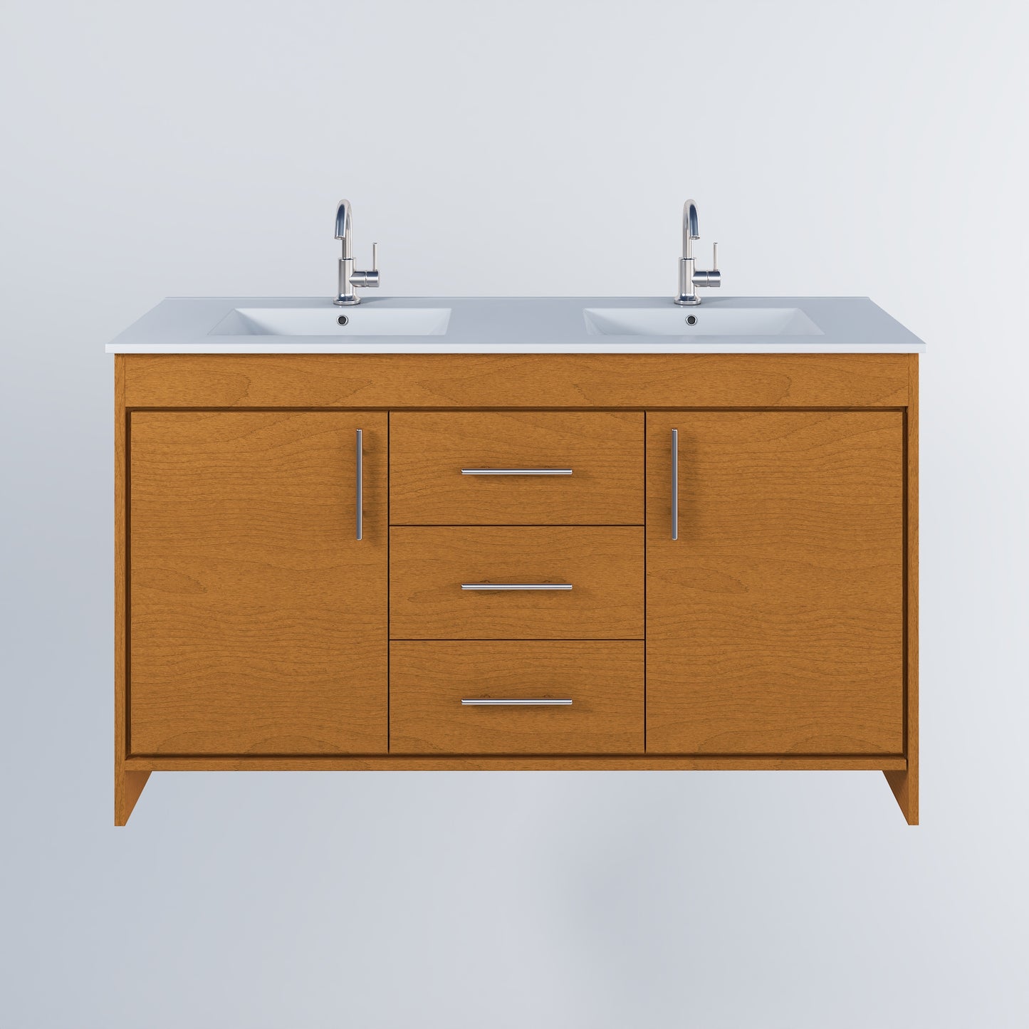 Pacific Double Sink 60" Bathroom Vanity with Ceramic integrated counter top