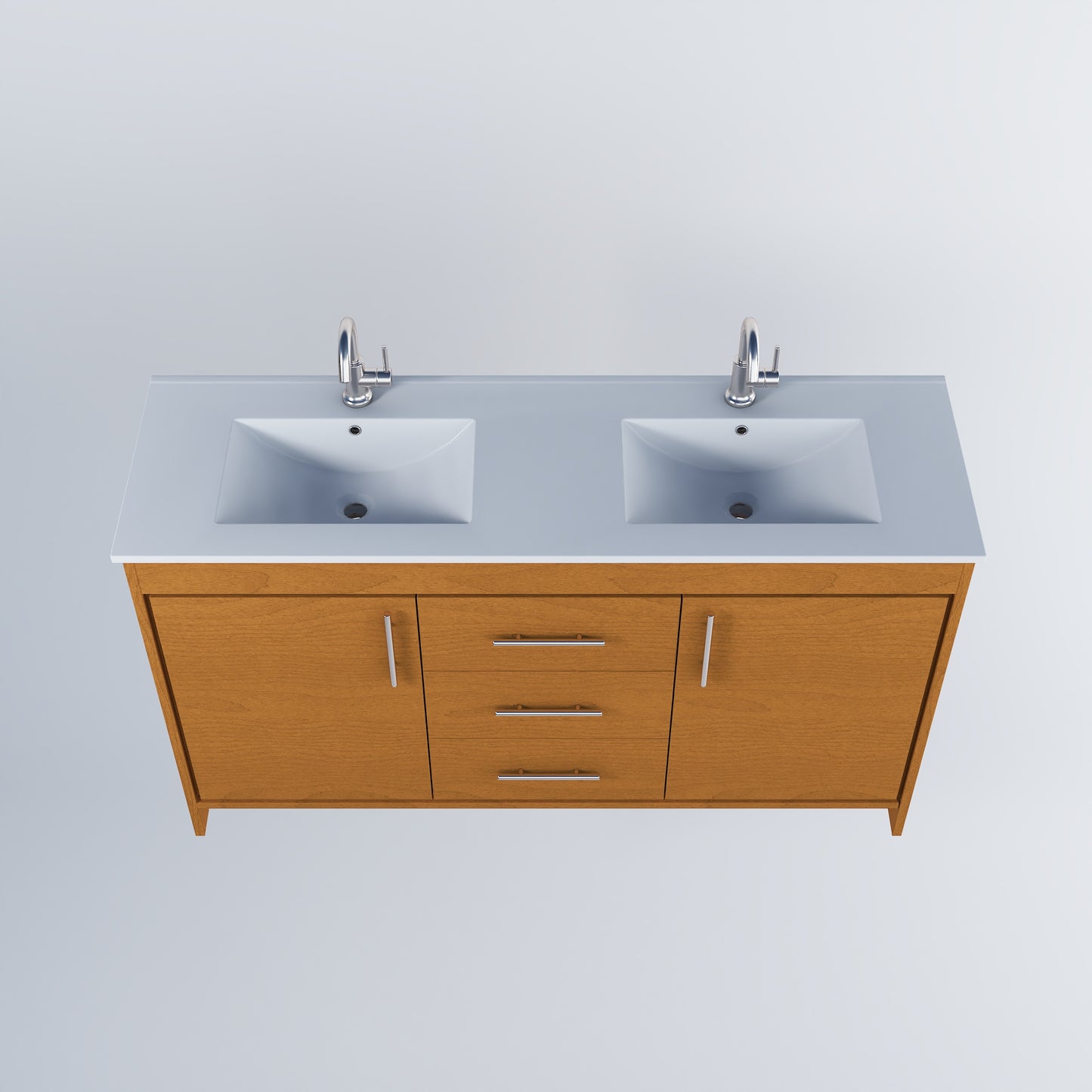 Pacific Double Sink 60" Bathroom Vanity with Ceramic integrated counter top