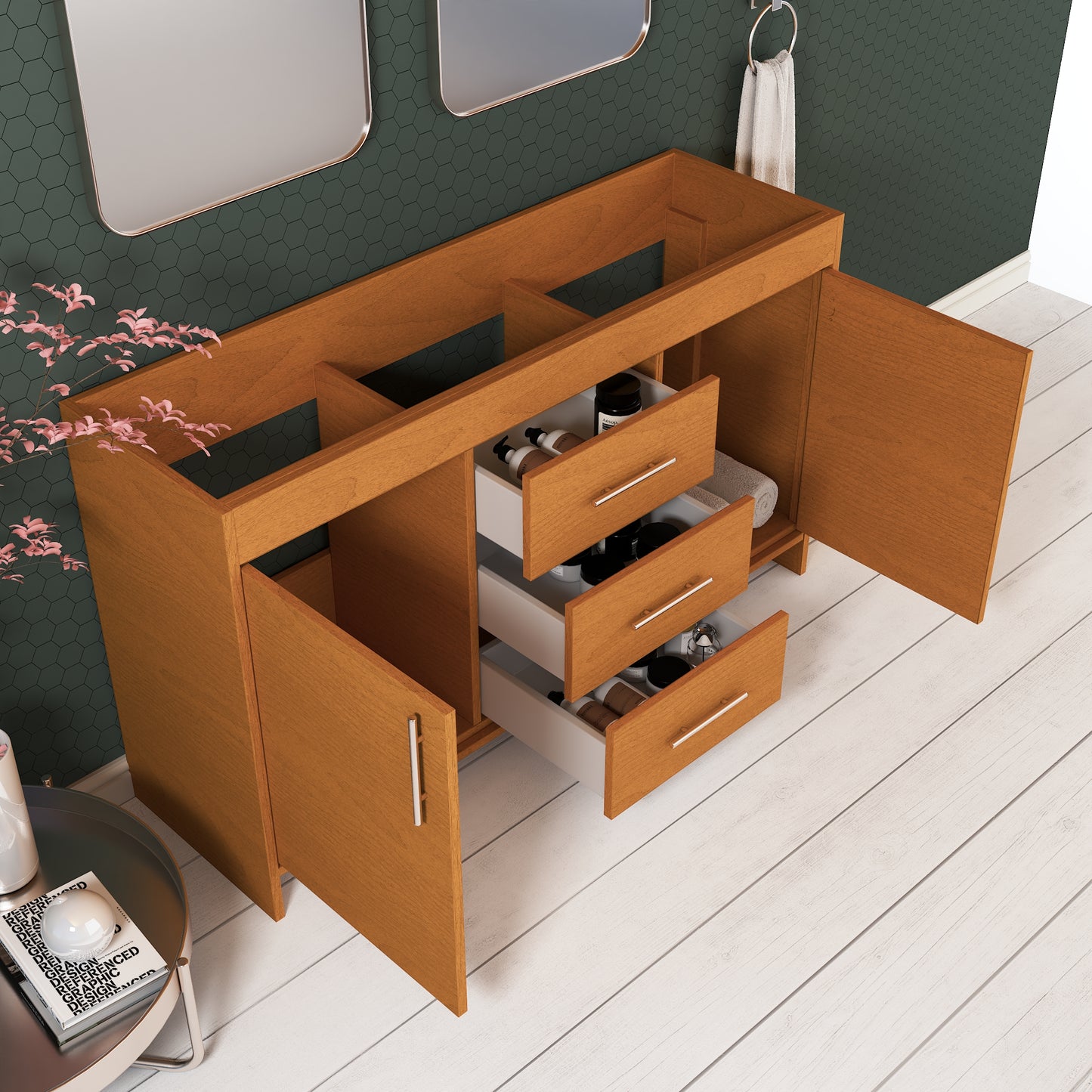 Pacific 60" Double Sink Bathroom Vanity Cabinet Only