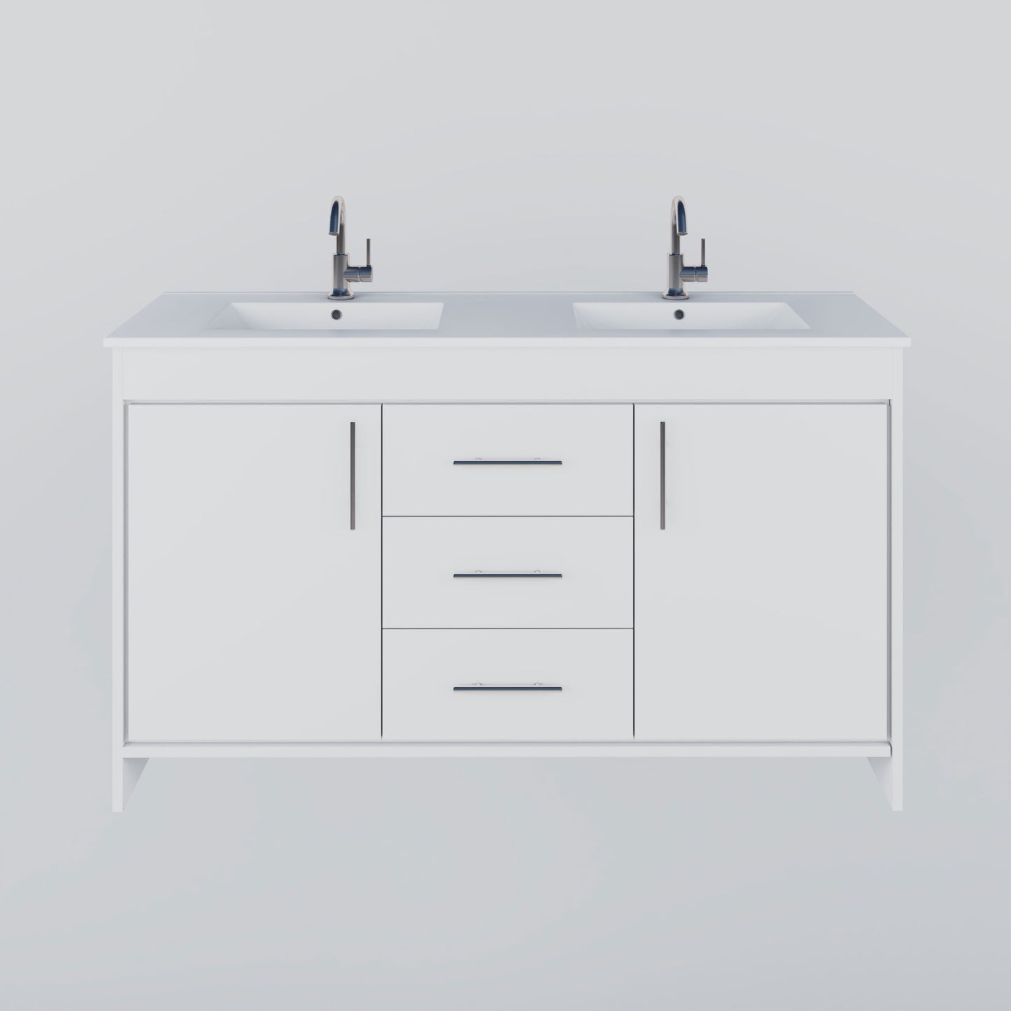 Pacific Double Sink 60" Bathroom Vanity with Ceramic integrated counter top
