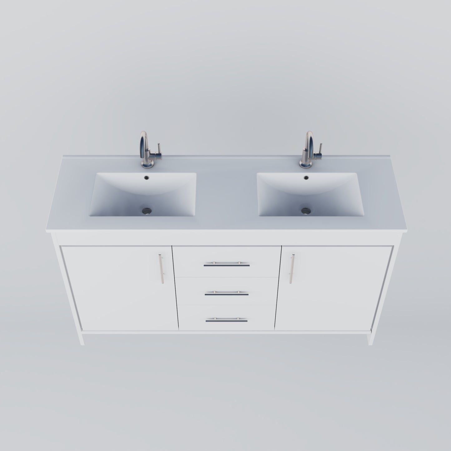 Pacific Double Sink 60" Bathroom Vanity with Ceramic integrated counter top