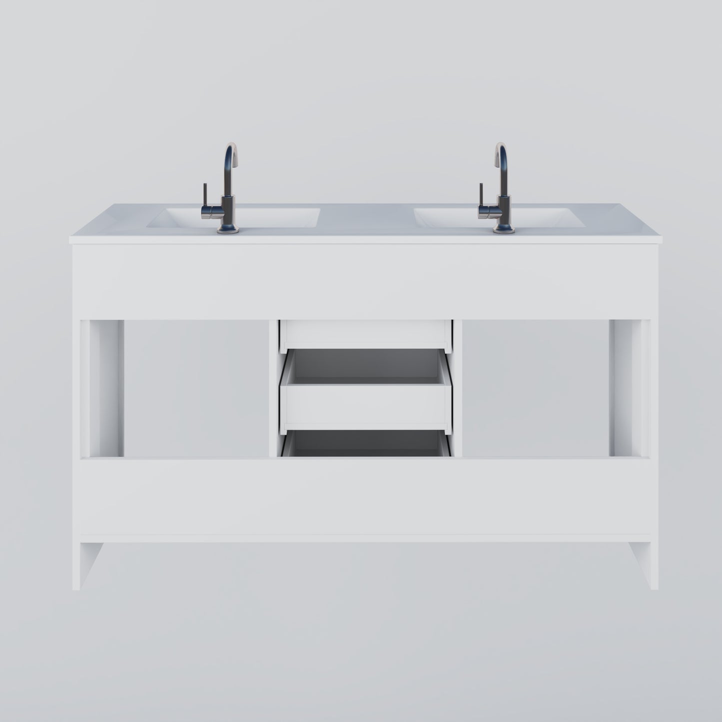 Pacific Double Sink 60" Bathroom Vanity with Ceramic integrated counter top