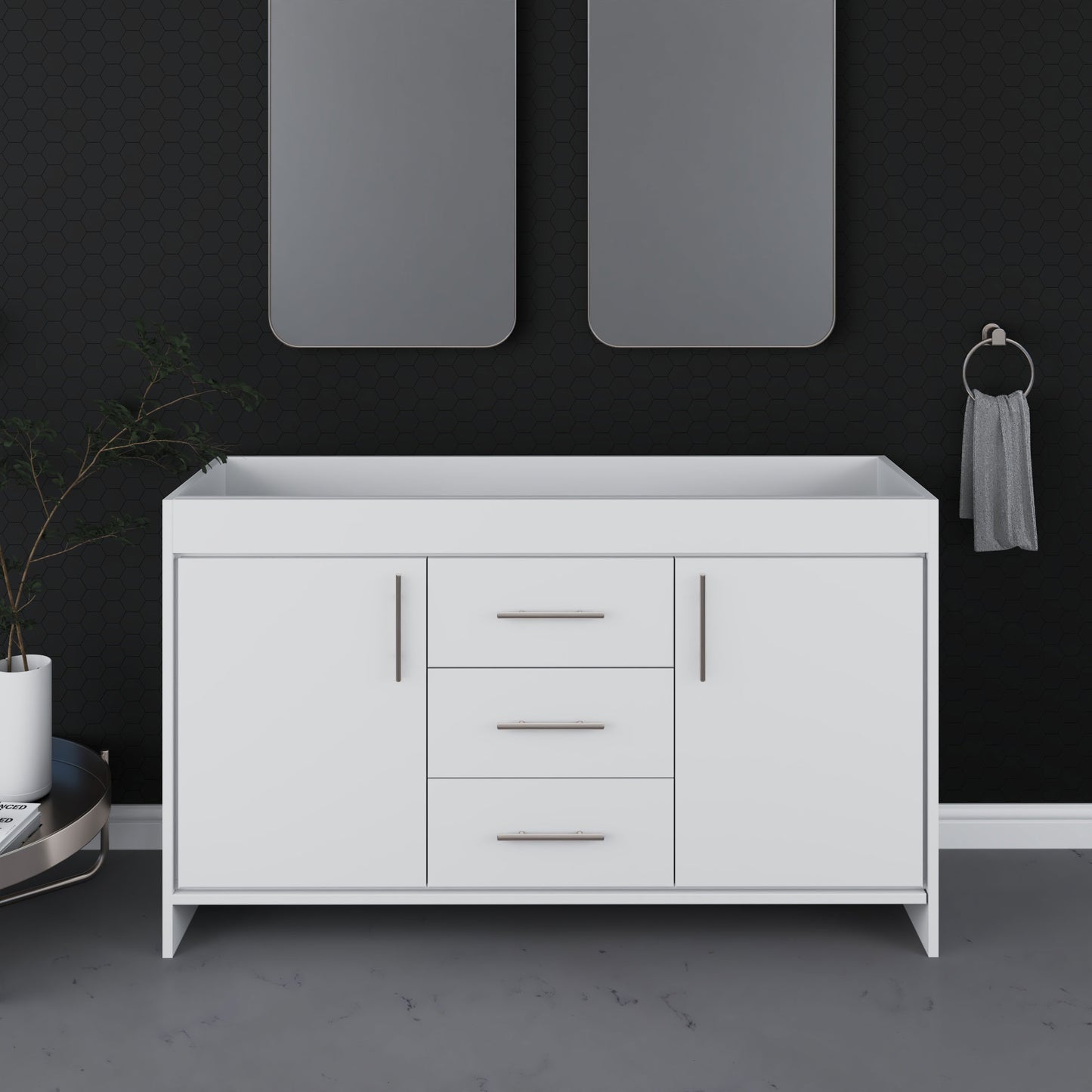 Pacific 60" Double Sink Bathroom Vanity Cabinet Only