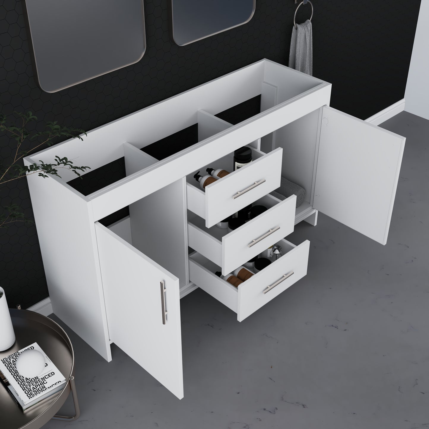 Pacific 60" Double Sink Bathroom Vanity Cabinet Only