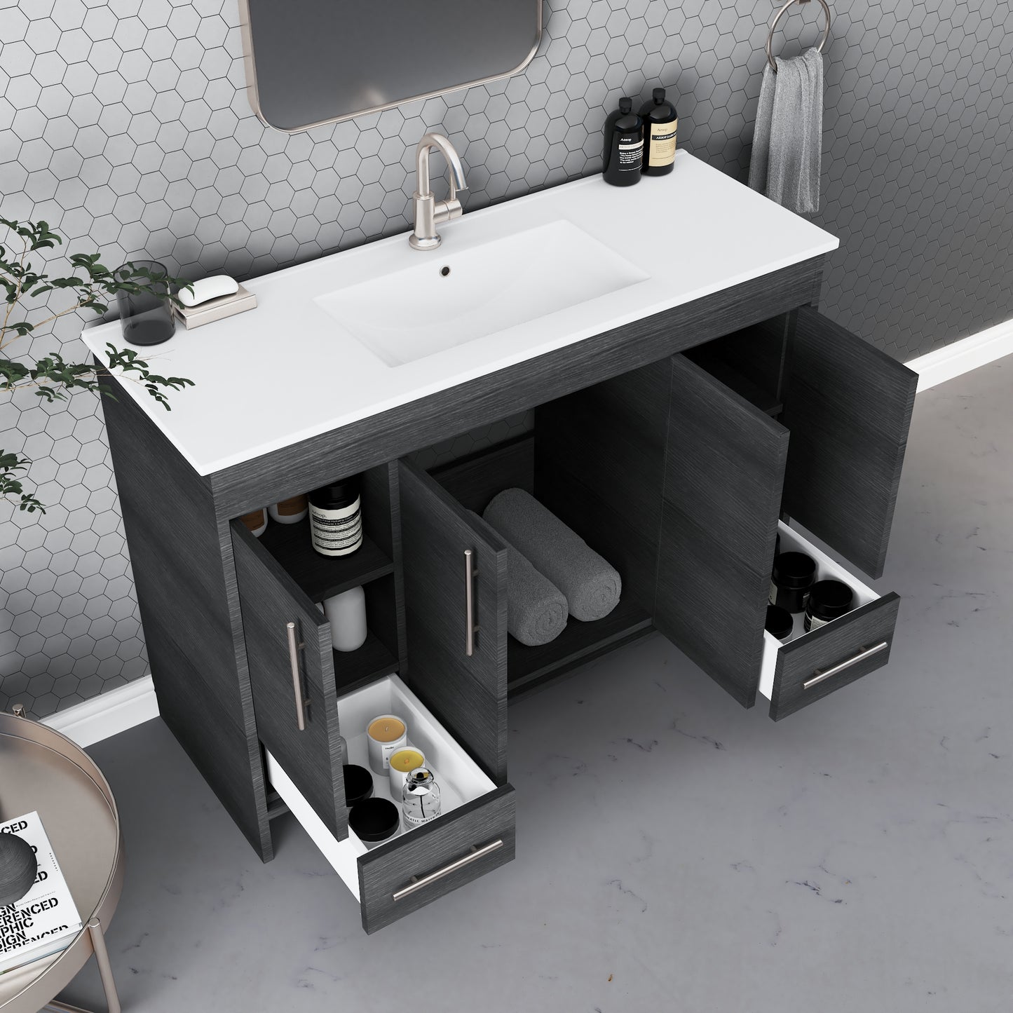 Pacific 48" Bathroom Vanity with Ceramic integrated counter top