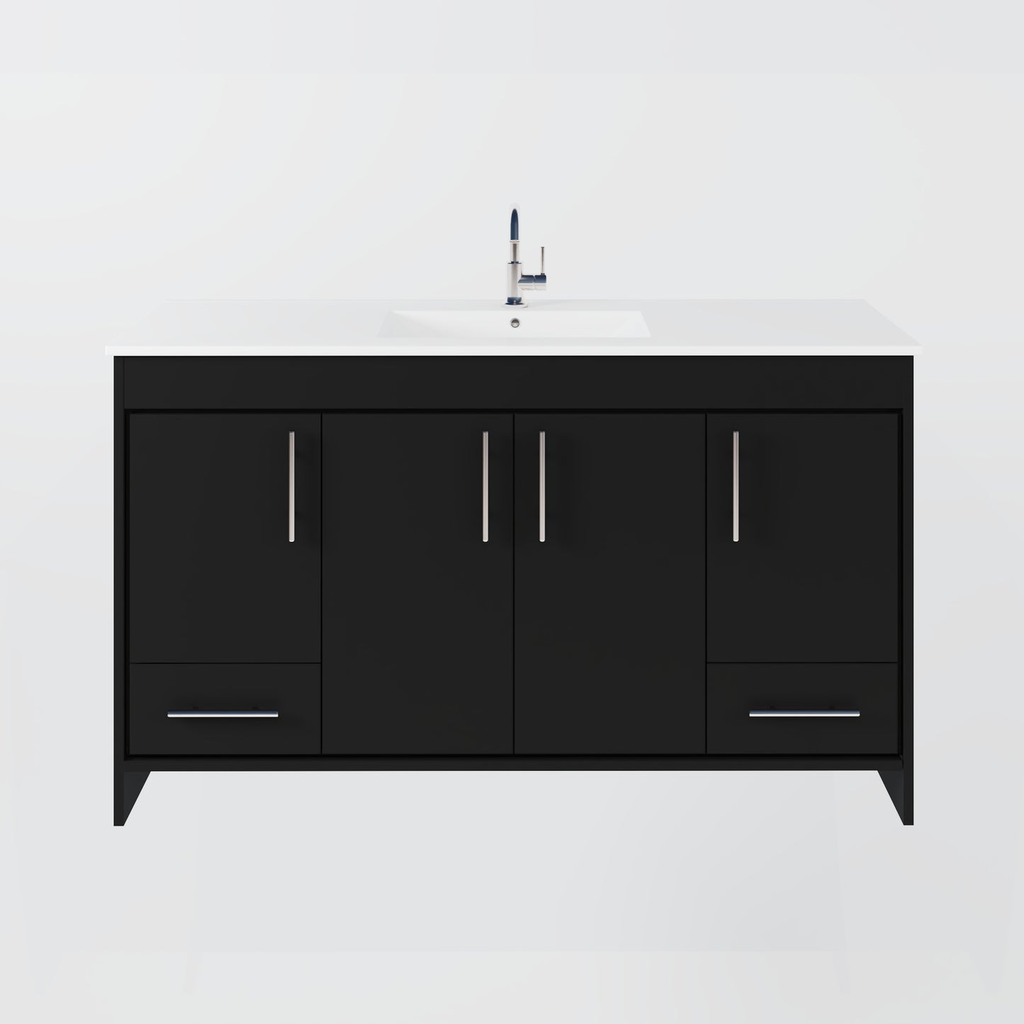 Pacific Single Sink 60" Bathroom Vanity with Ceramic integrated counter top