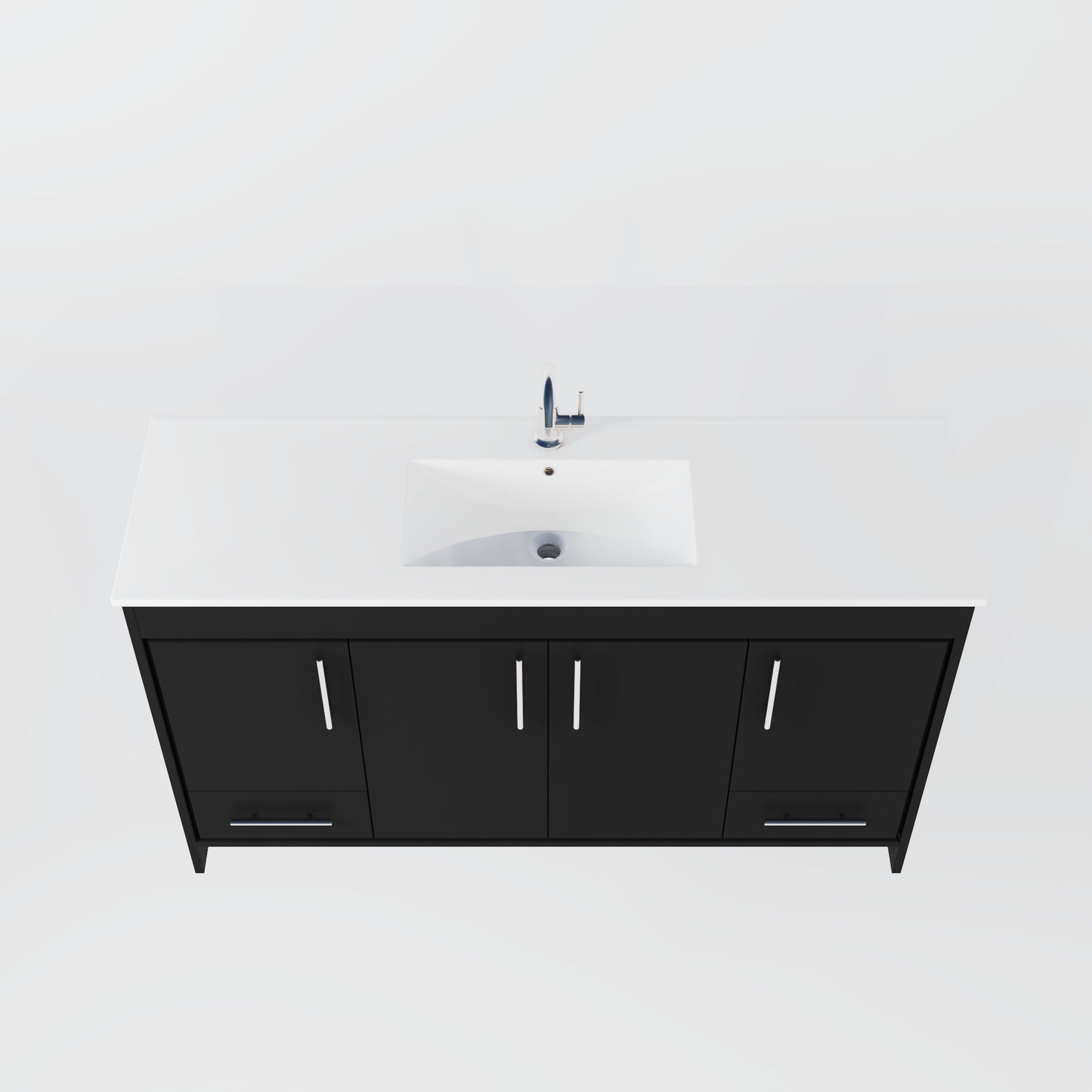 Pacific Single Sink 60" Bathroom Vanity with Ceramic integrated counter top