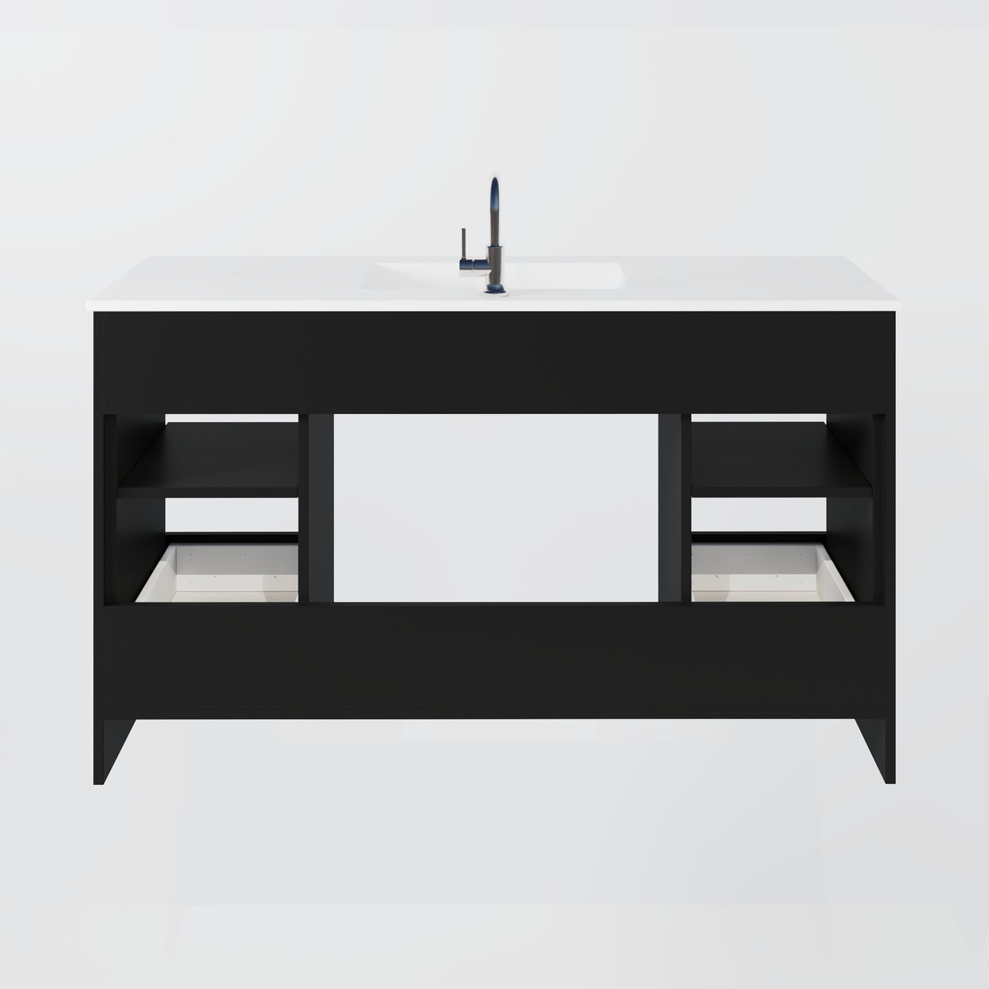 Pacific Single Sink 60" Bathroom Vanity with Ceramic integrated counter top