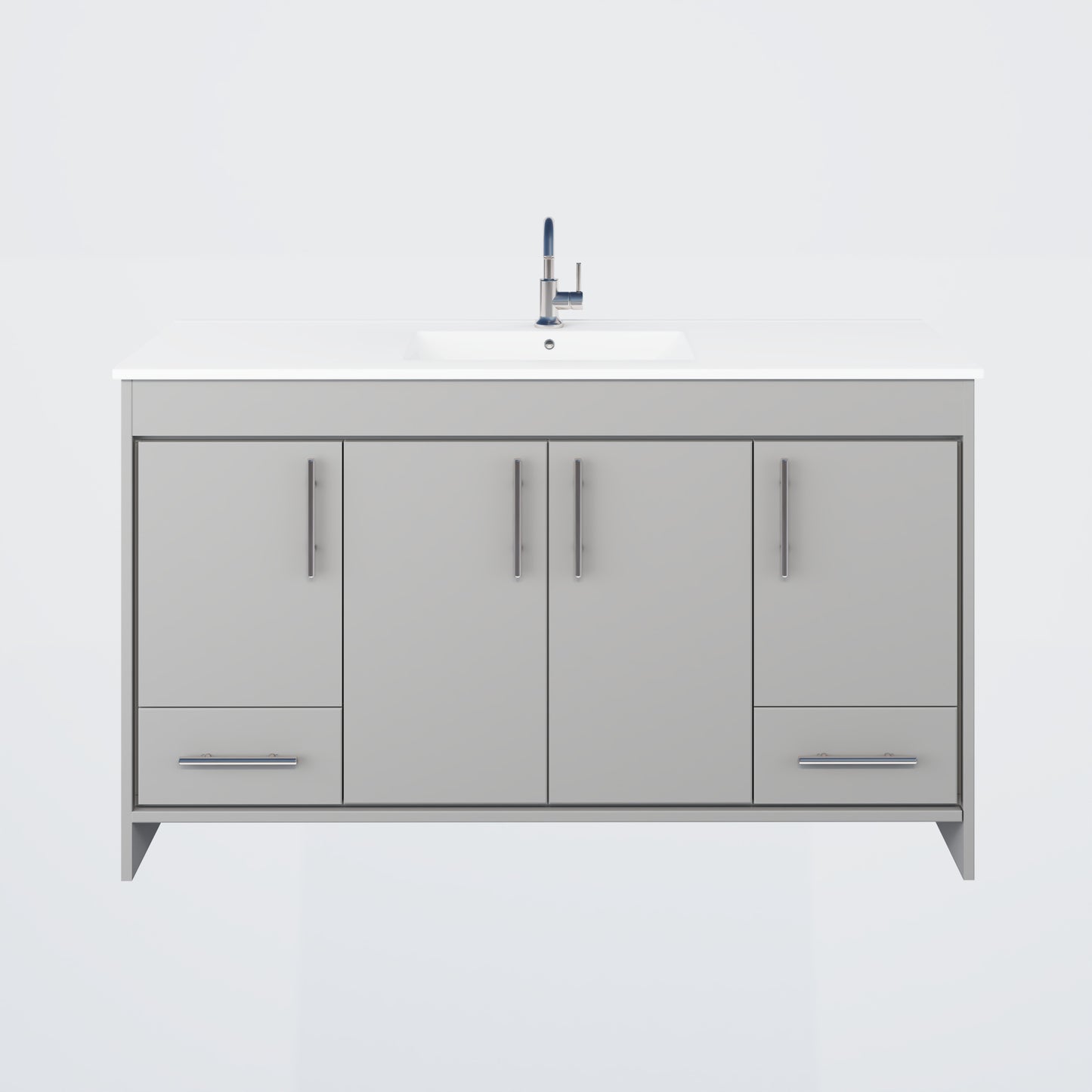 Pacific Single Sink 60" Bathroom Vanity with Ceramic integrated counter top