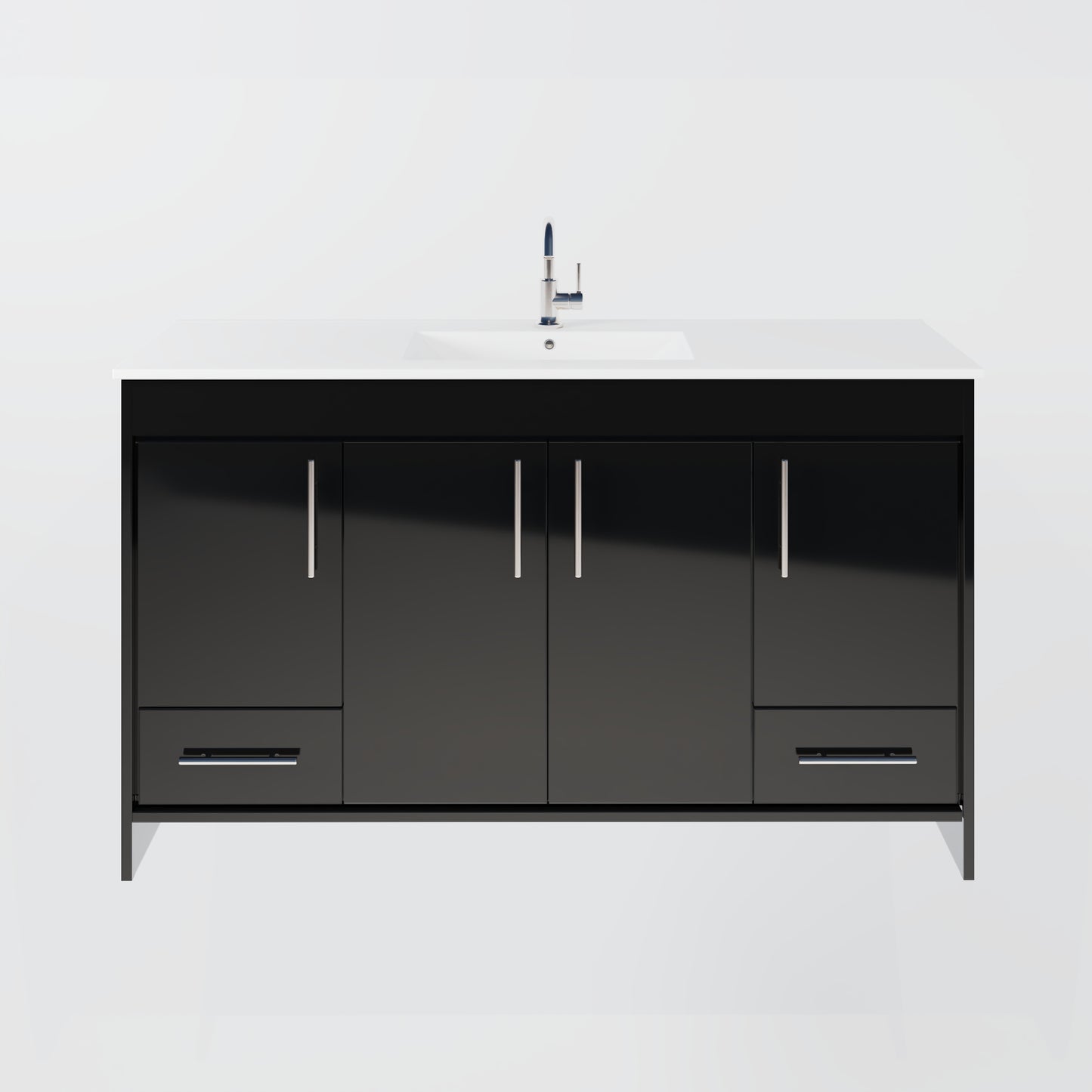 Pacific Single Sink 60" Bathroom Vanity with Ceramic integrated counter top