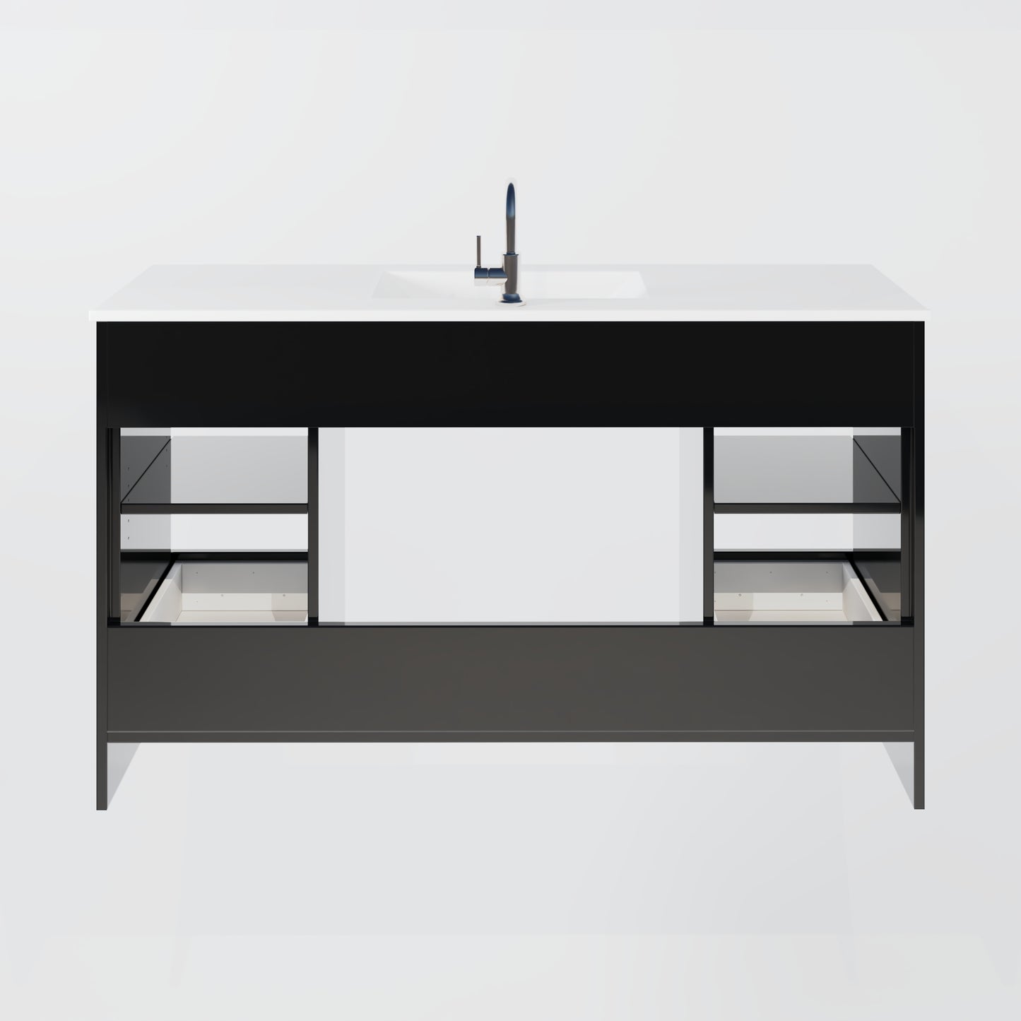 Pacific Single Sink 60" Bathroom Vanity with Ceramic integrated counter top