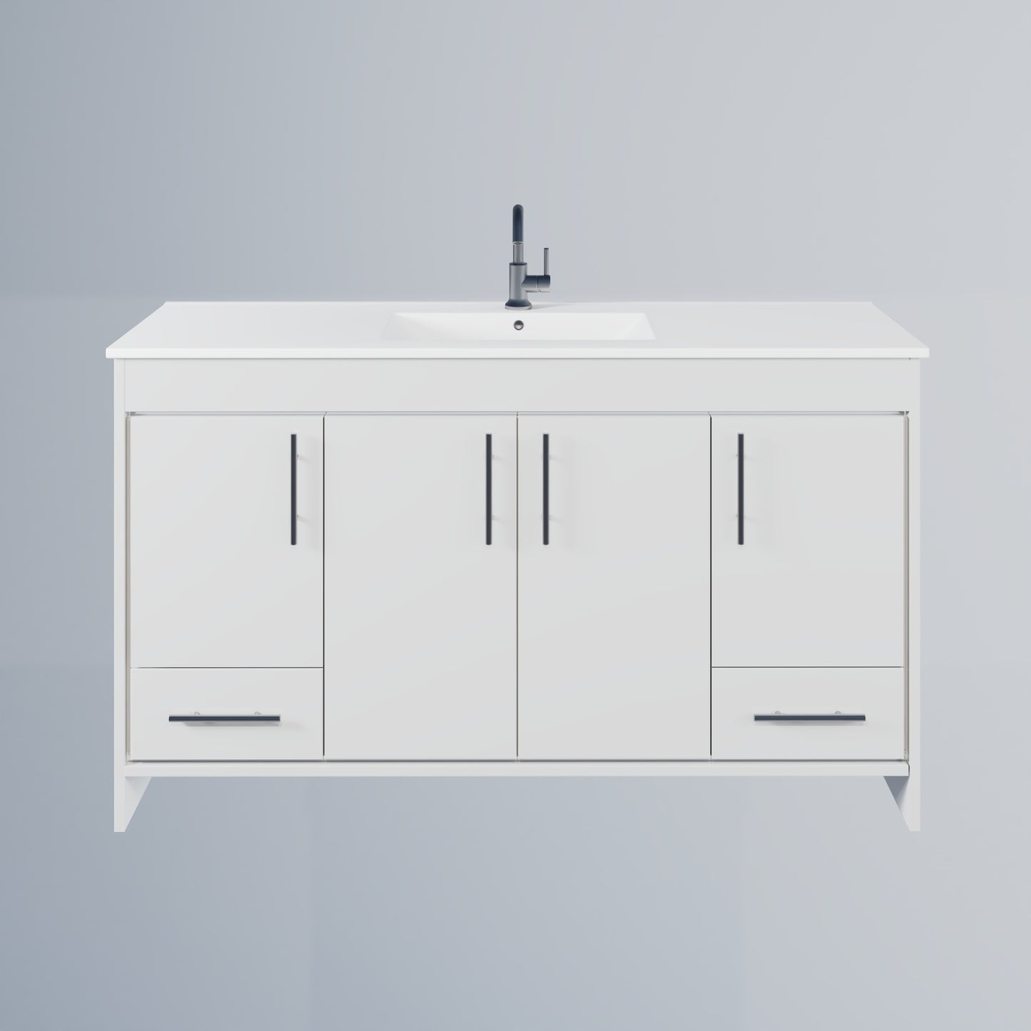 Pacific Single Sink 60" Bathroom Vanity with Ceramic integrated counter top