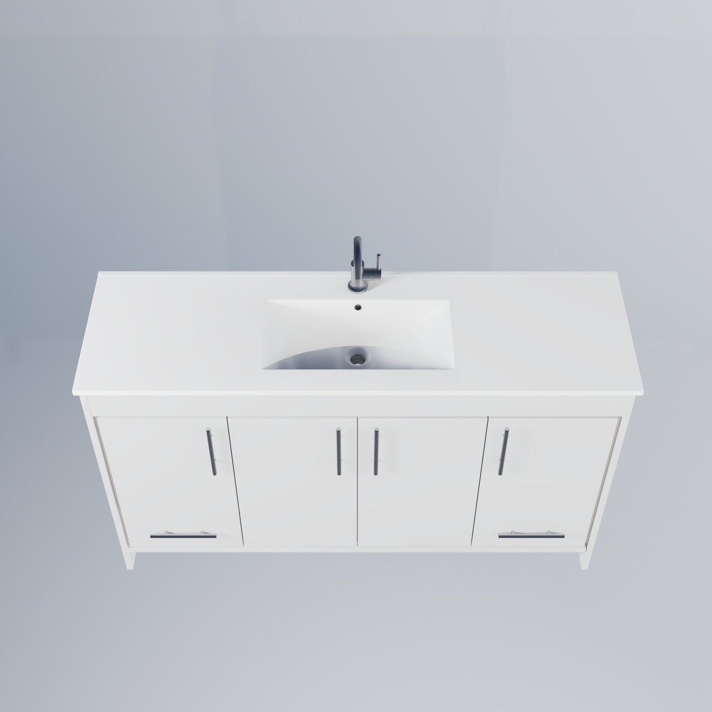 Pacific Single Sink 60" Bathroom Vanity with Ceramic integrated counter top