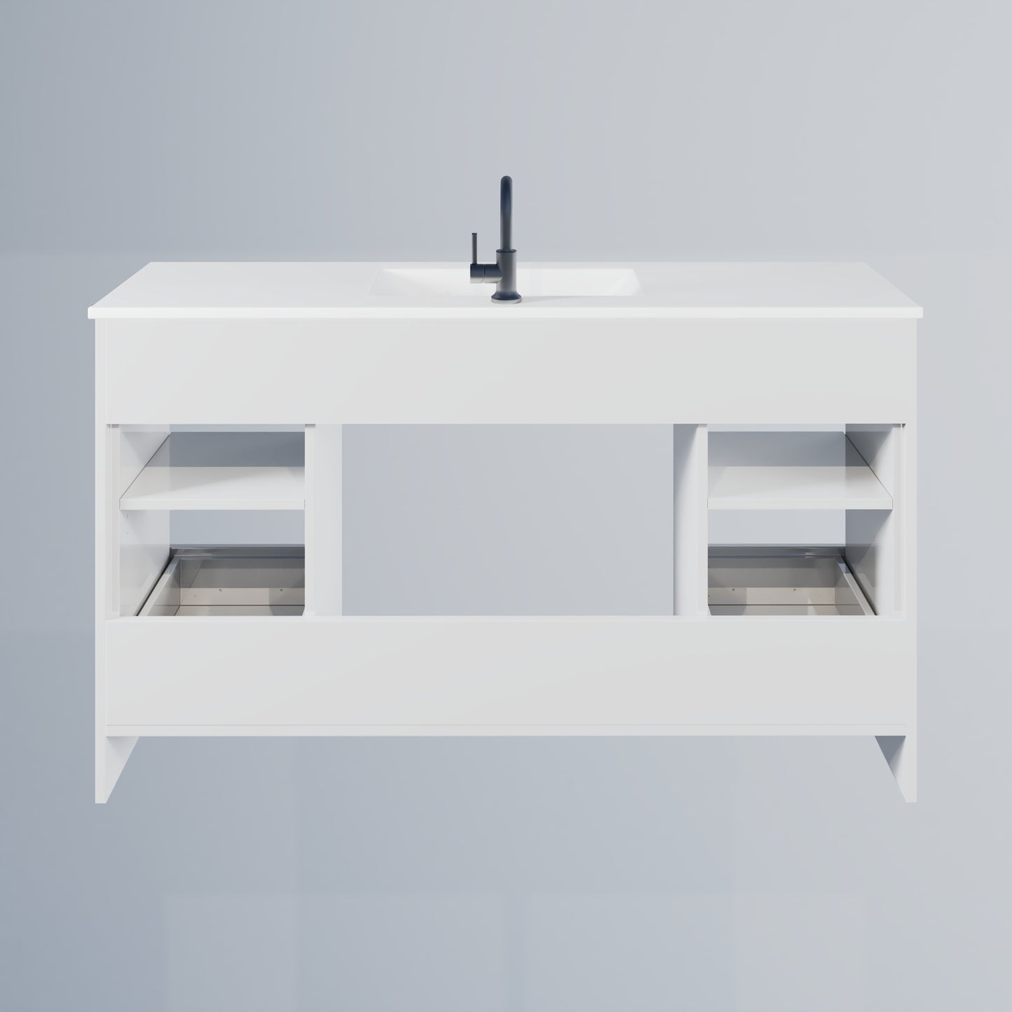 Pacific Single Sink 60" Bathroom Vanity with Ceramic integrated counter top