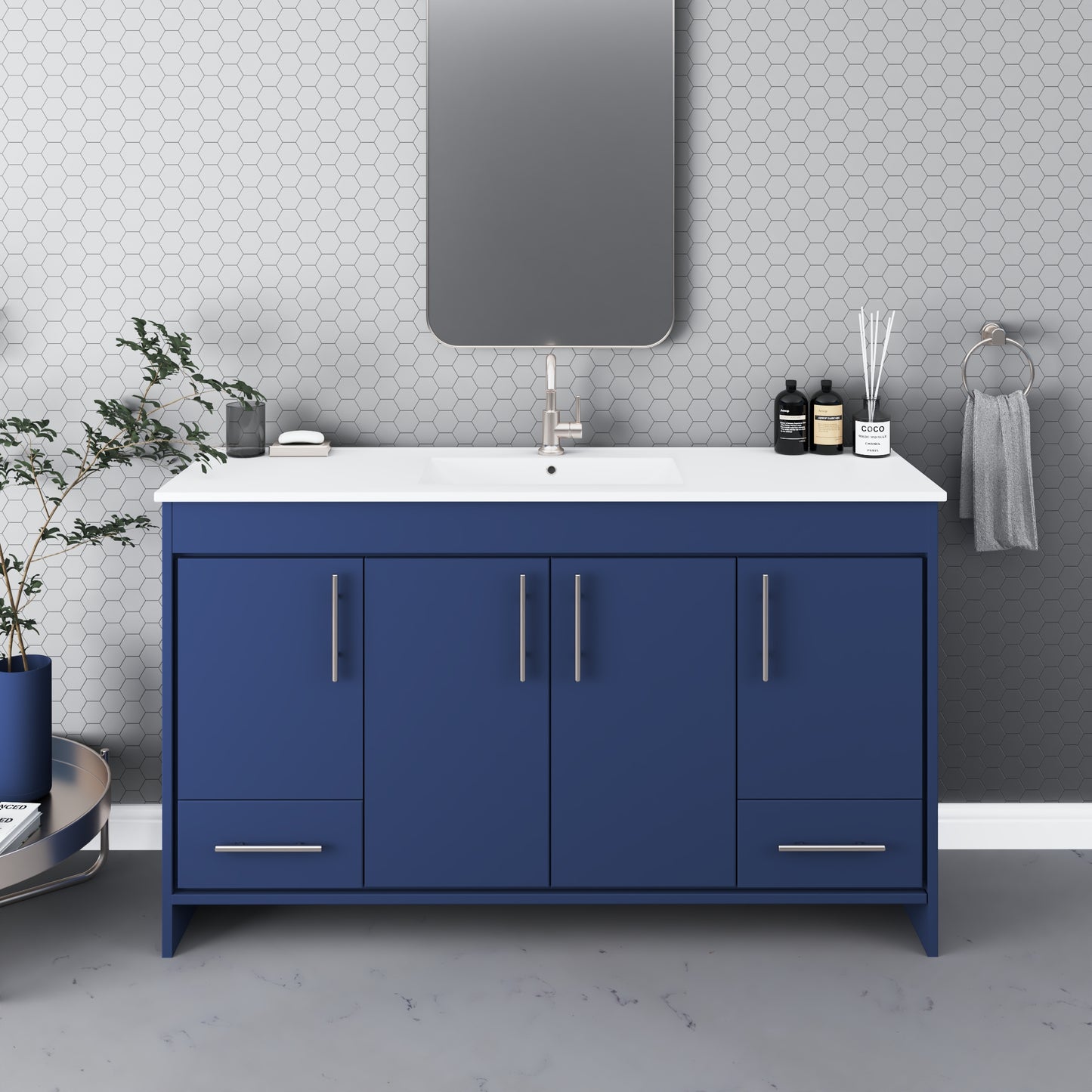 Pacific Single Sink 60" Bathroom Vanity with Ceramic integrated counter top