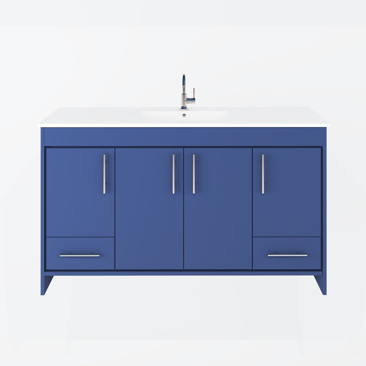 Pacific Single Sink 60" Bathroom Vanity with Ceramic integrated counter top