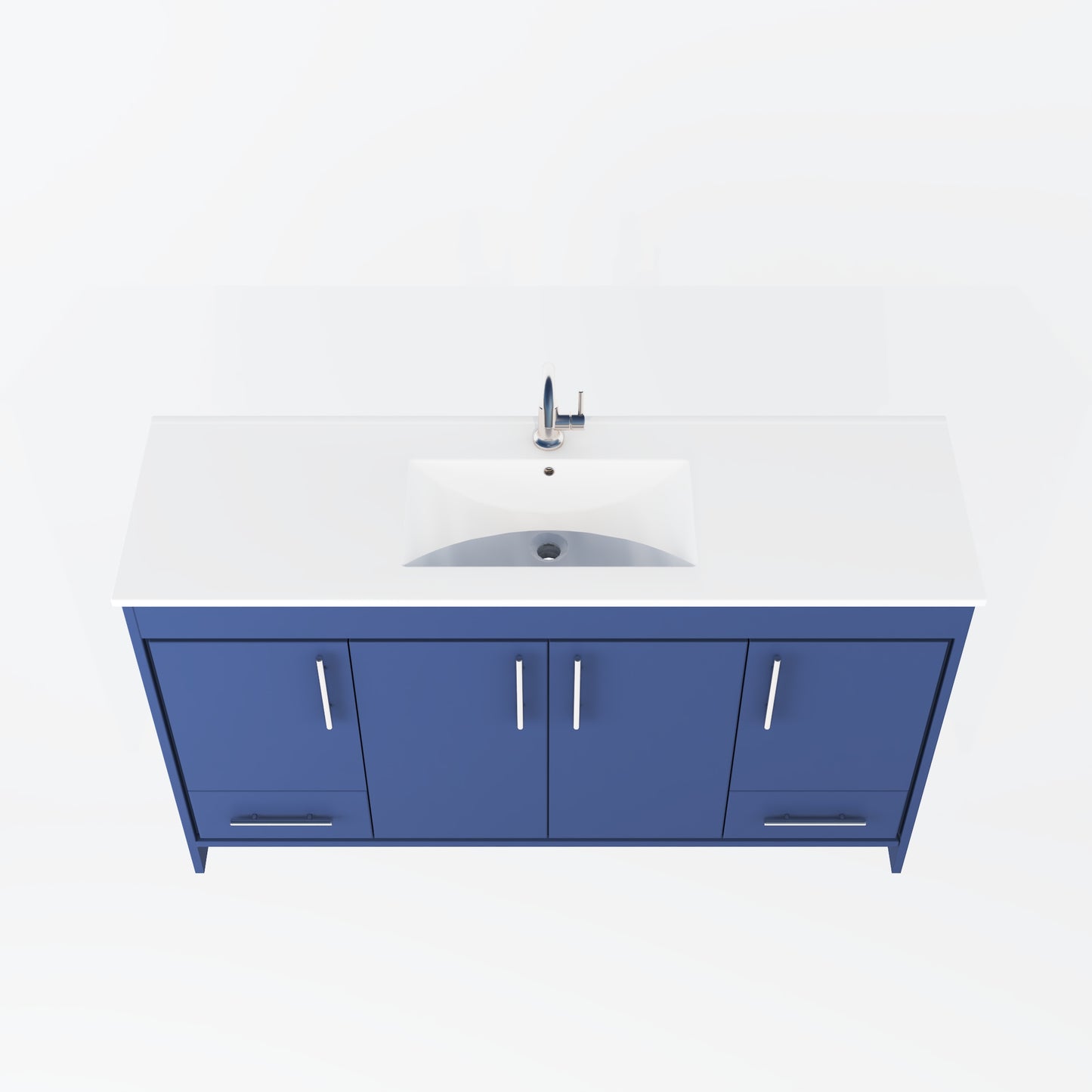 Pacific Single Sink 60" Bathroom Vanity with Ceramic integrated counter top