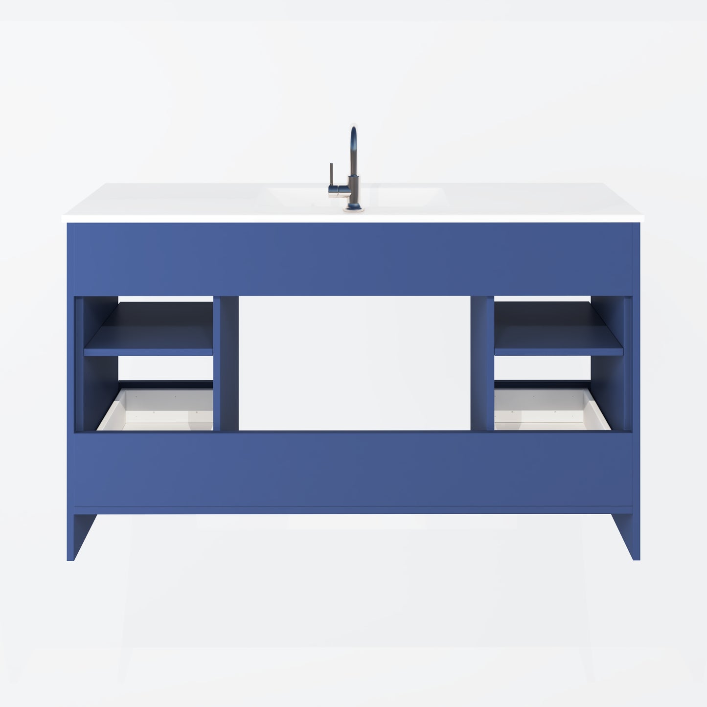 Pacific Single Sink 60" Bathroom Vanity with Ceramic integrated counter top