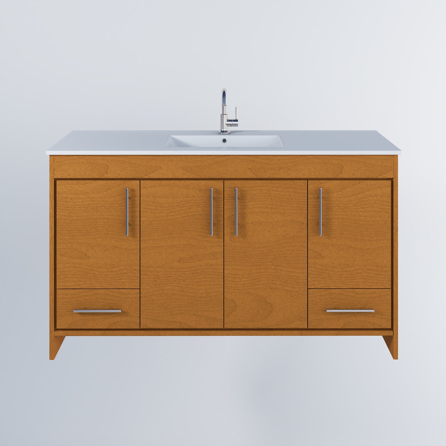 Pacific Single Sink 60" Bathroom Vanity with Ceramic integrated counter top