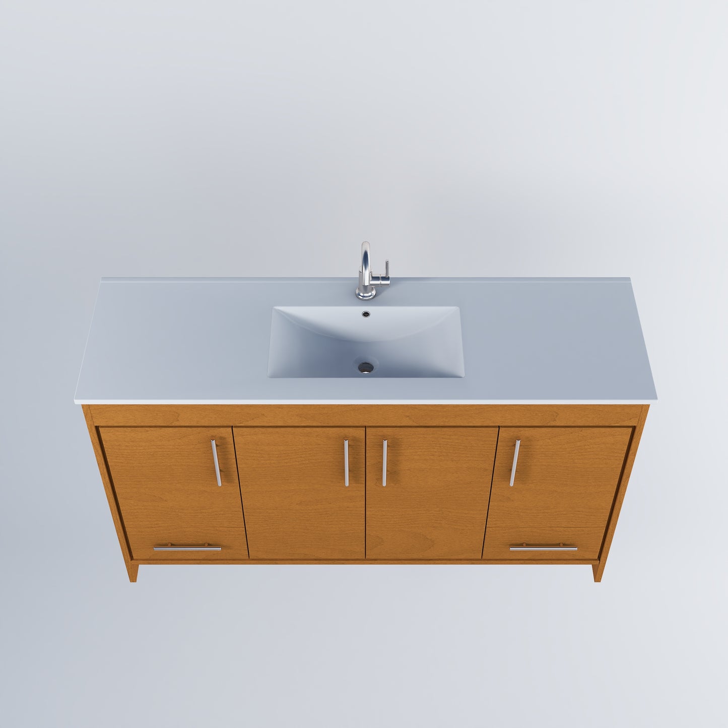 Pacific Single Sink 60" Bathroom Vanity with Ceramic integrated counter top