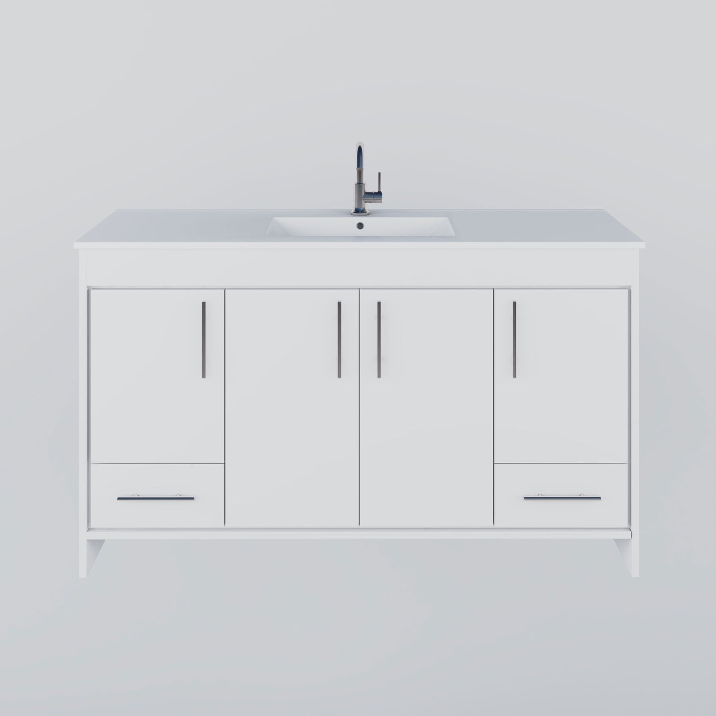 Pacific Single Sink 60" Bathroom Vanity with Ceramic integrated counter top