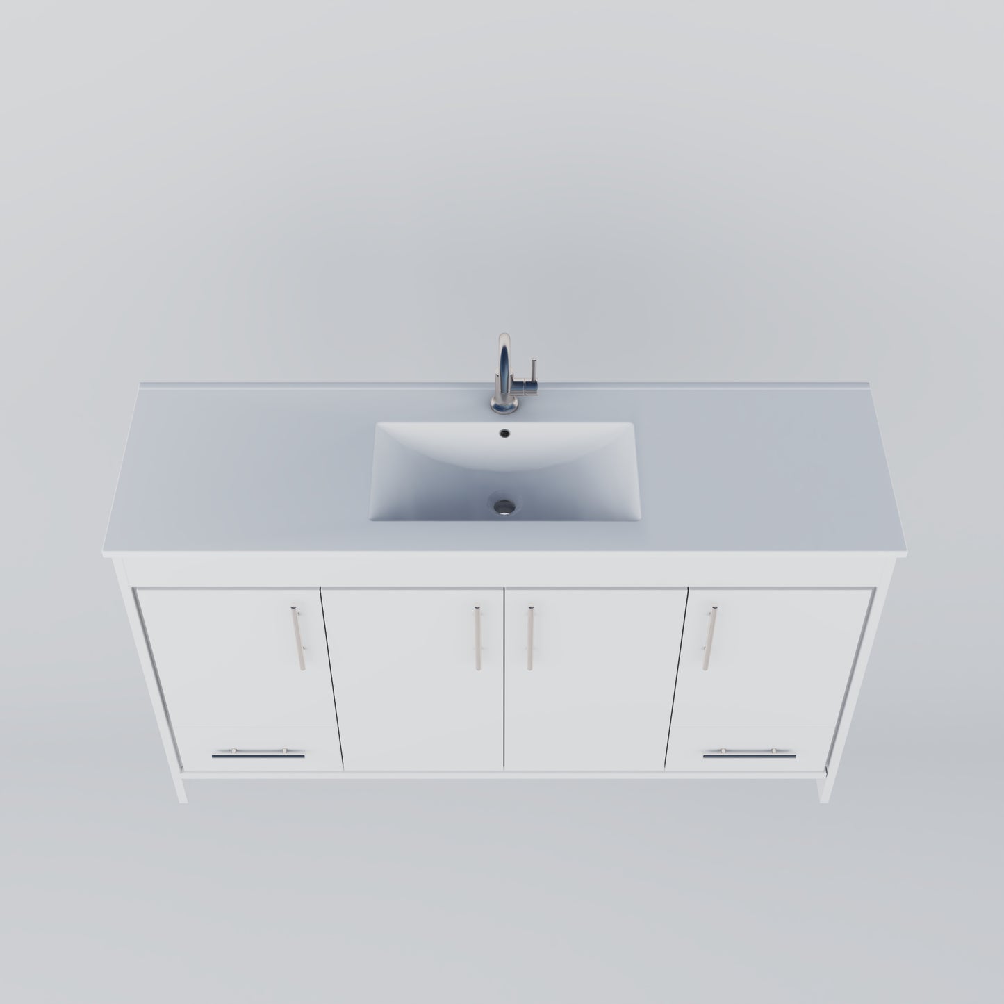 Pacific Single Sink 60" Bathroom Vanity with Ceramic integrated counter top