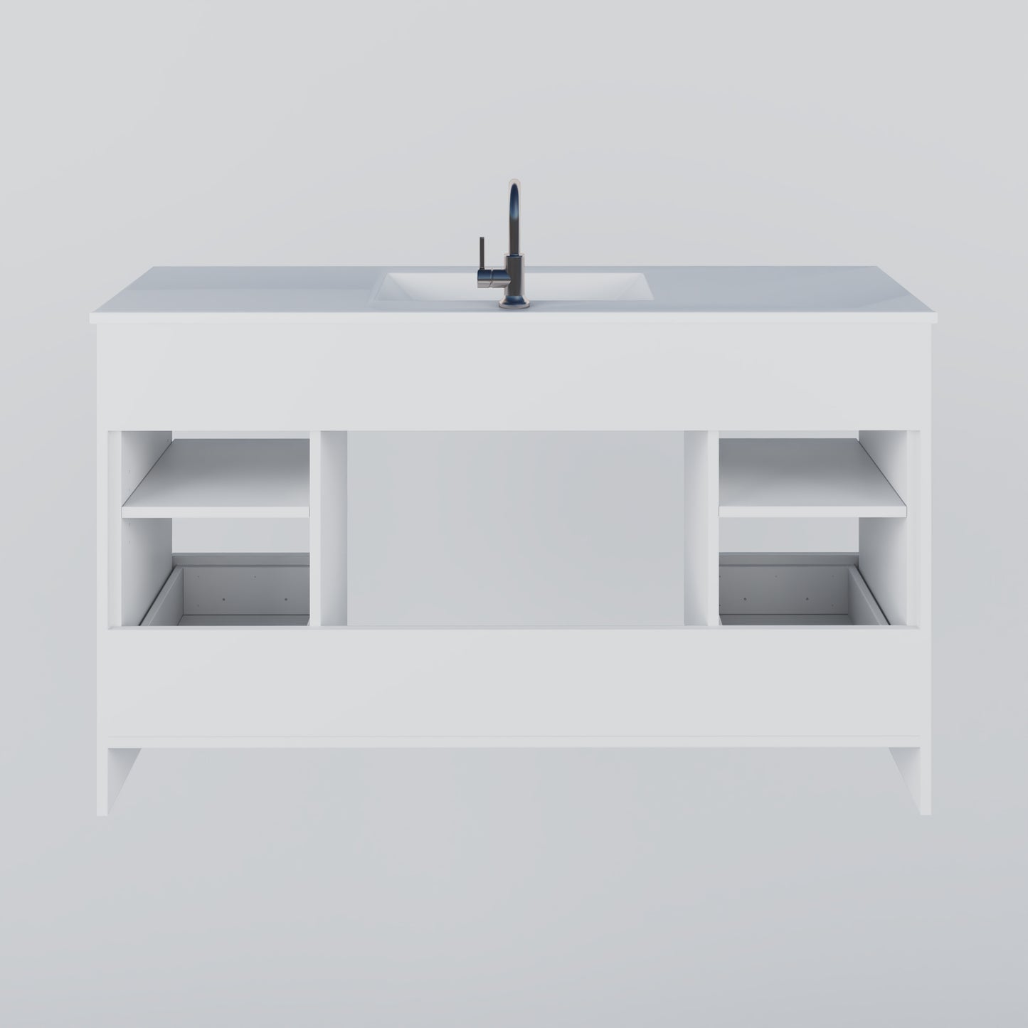 Pacific Single Sink 60" Bathroom Vanity with Ceramic integrated counter top