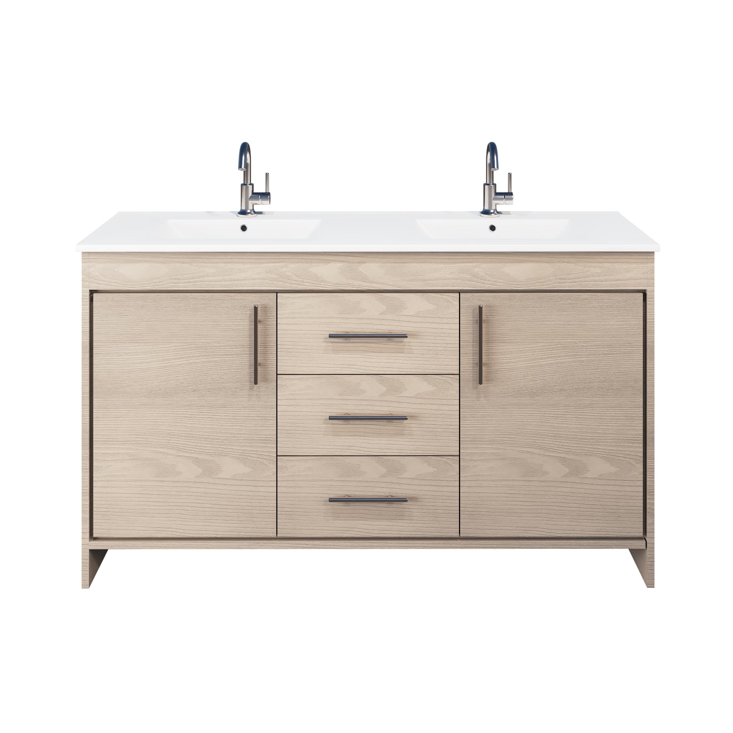 Pacific Double Sink 60" Bathroom Vanity with Ceramic integrated counter top