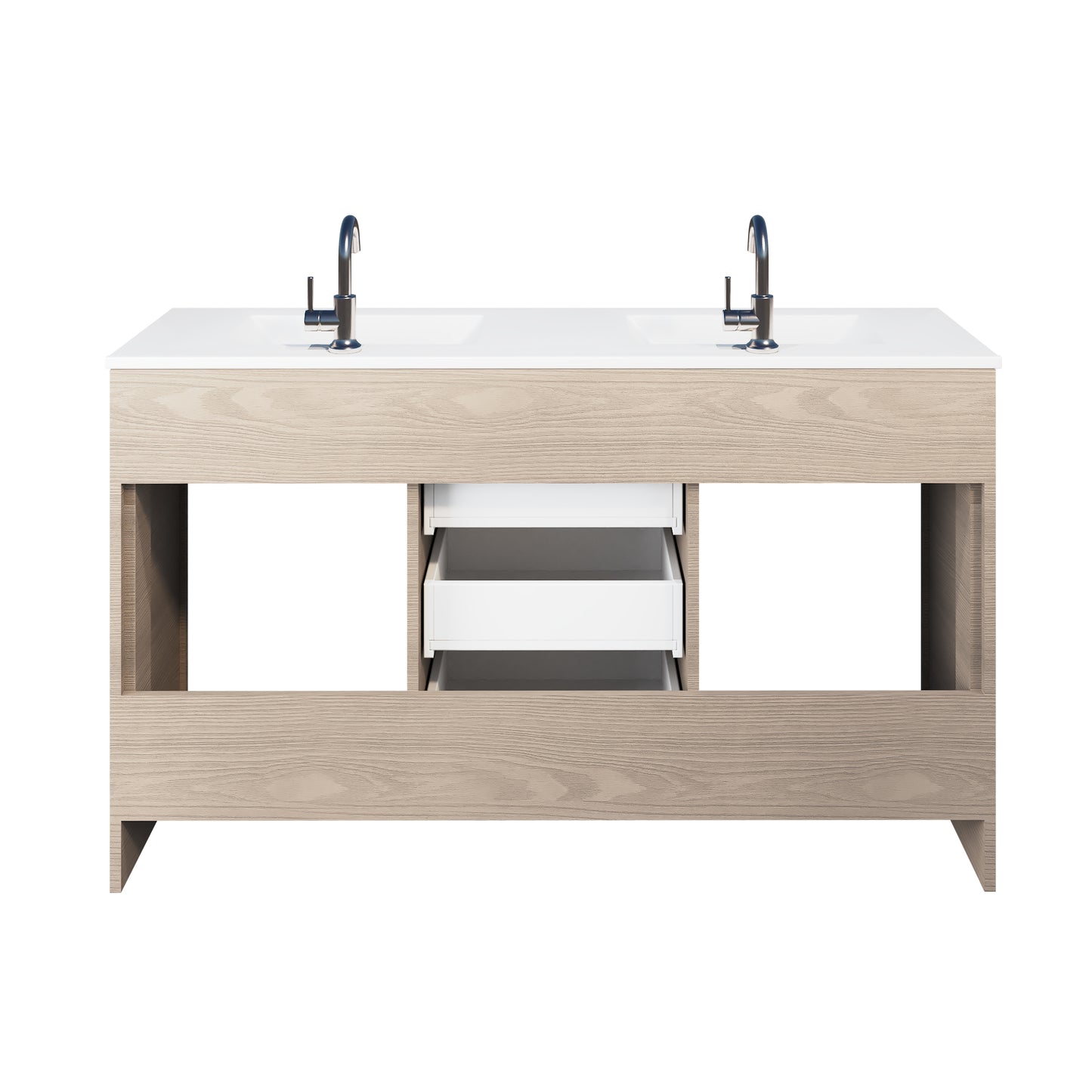 Pacific Double Sink 60" Bathroom Vanity with Ceramic integrated counter top