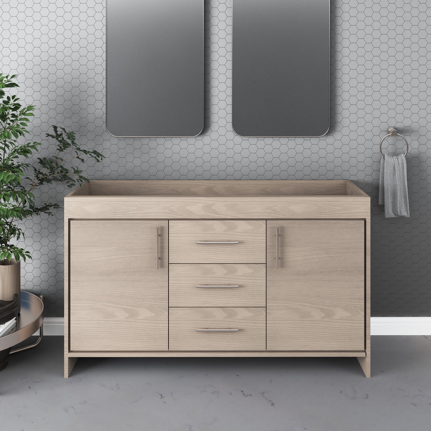 Pacific 60" Double Sink Bathroom Vanity Cabinet Only