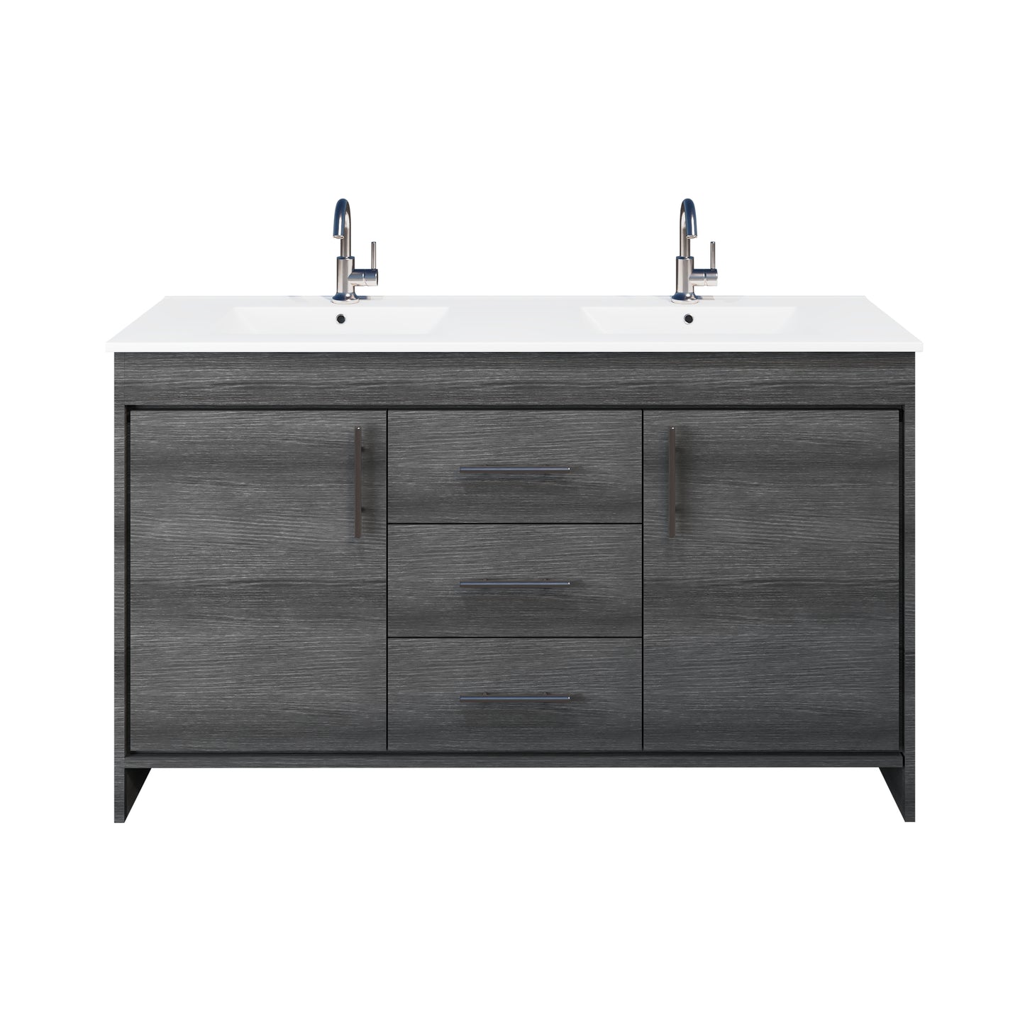 Pacific Double Sink 60" Bathroom Vanity with Ceramic integrated counter top