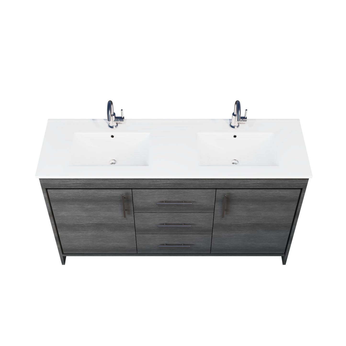 Pacific Double Sink 60" Bathroom Vanity with Ceramic integrated counter top