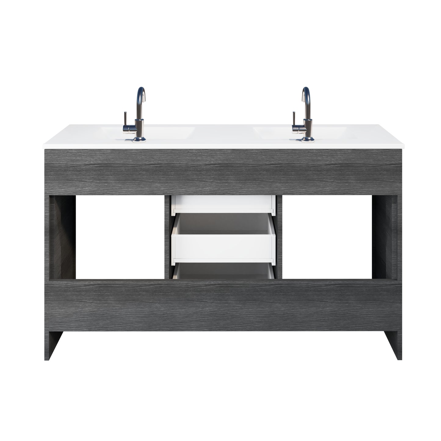 Pacific Double Sink 60" Bathroom Vanity with Ceramic integrated counter top