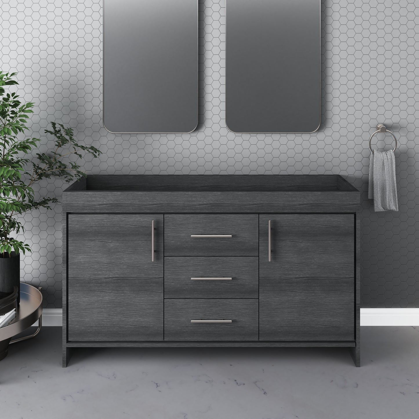 Pacific 60" Double Sink Bathroom Vanity Cabinet Only