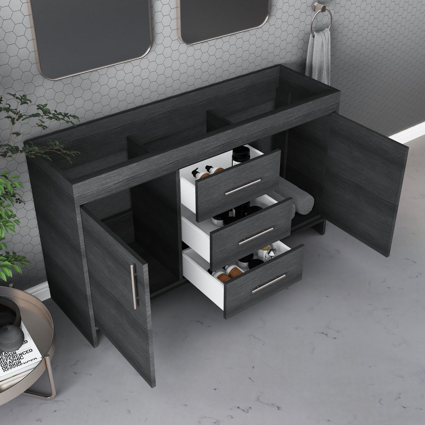 Pacific 60" Double Sink Bathroom Vanity Cabinet Only